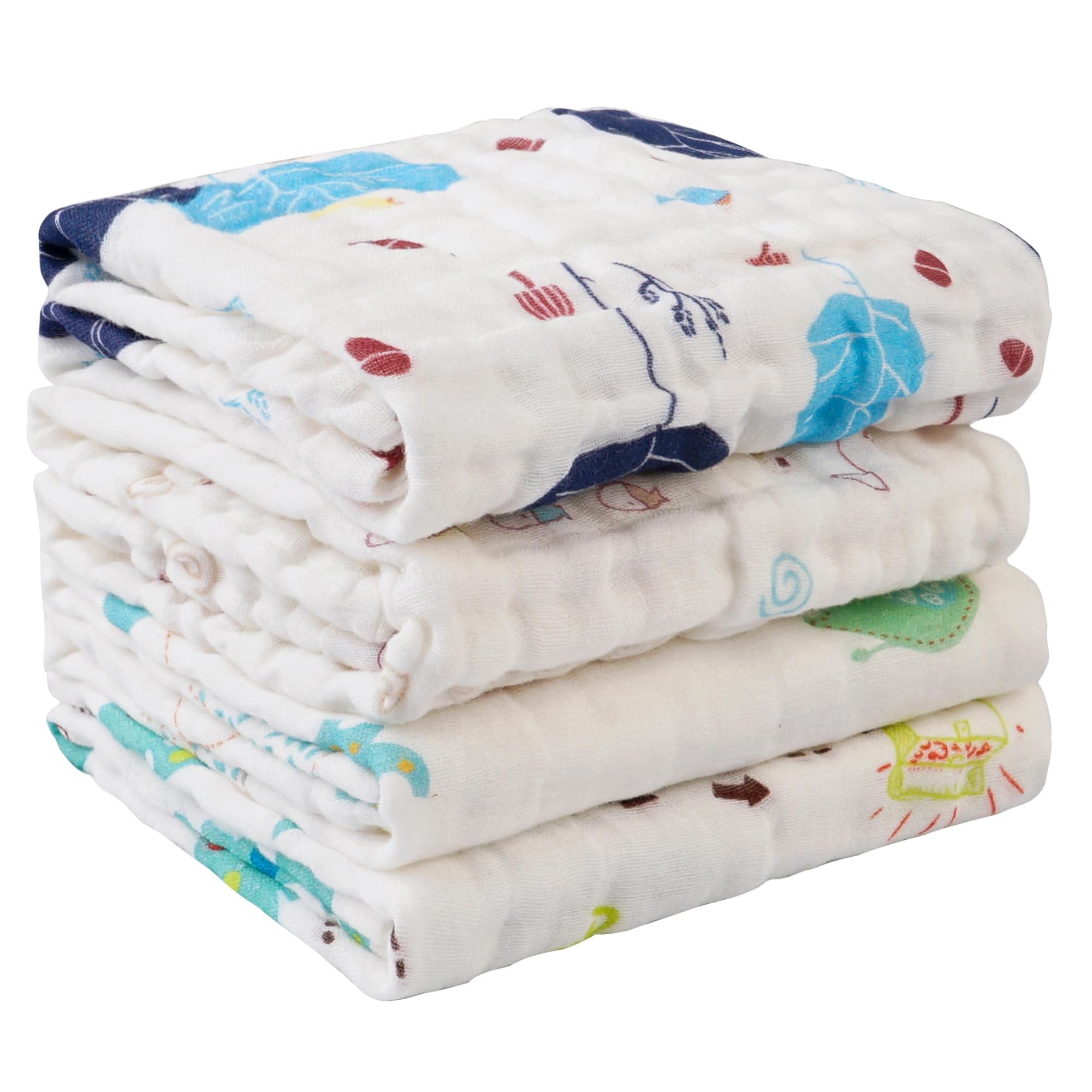 Blue Elephant Baby Muslin Burp Cloths 10" x 20" 4 Pack
