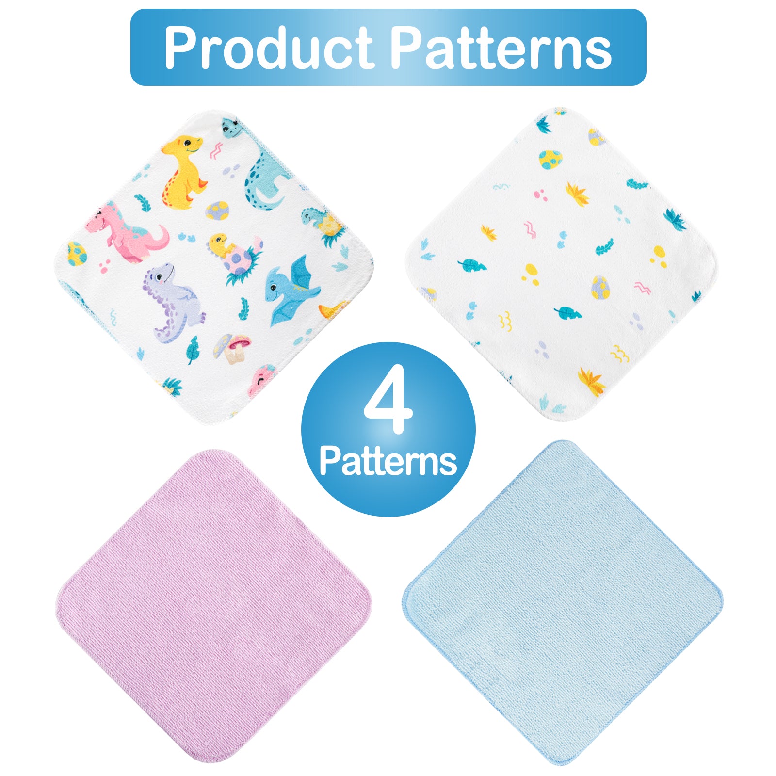 9x9 Purple dinosaur Baby Washcloths