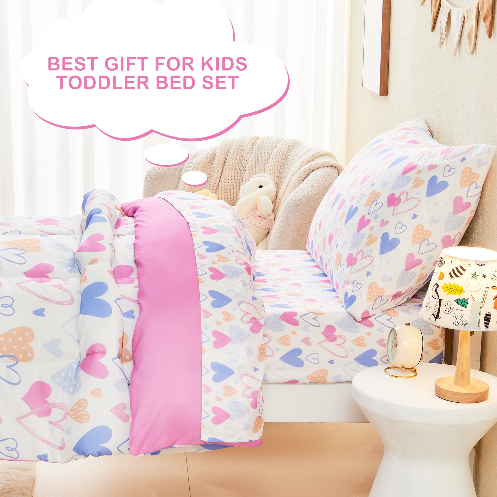 Love Heart Toddler Bedding Set– 4 Piece