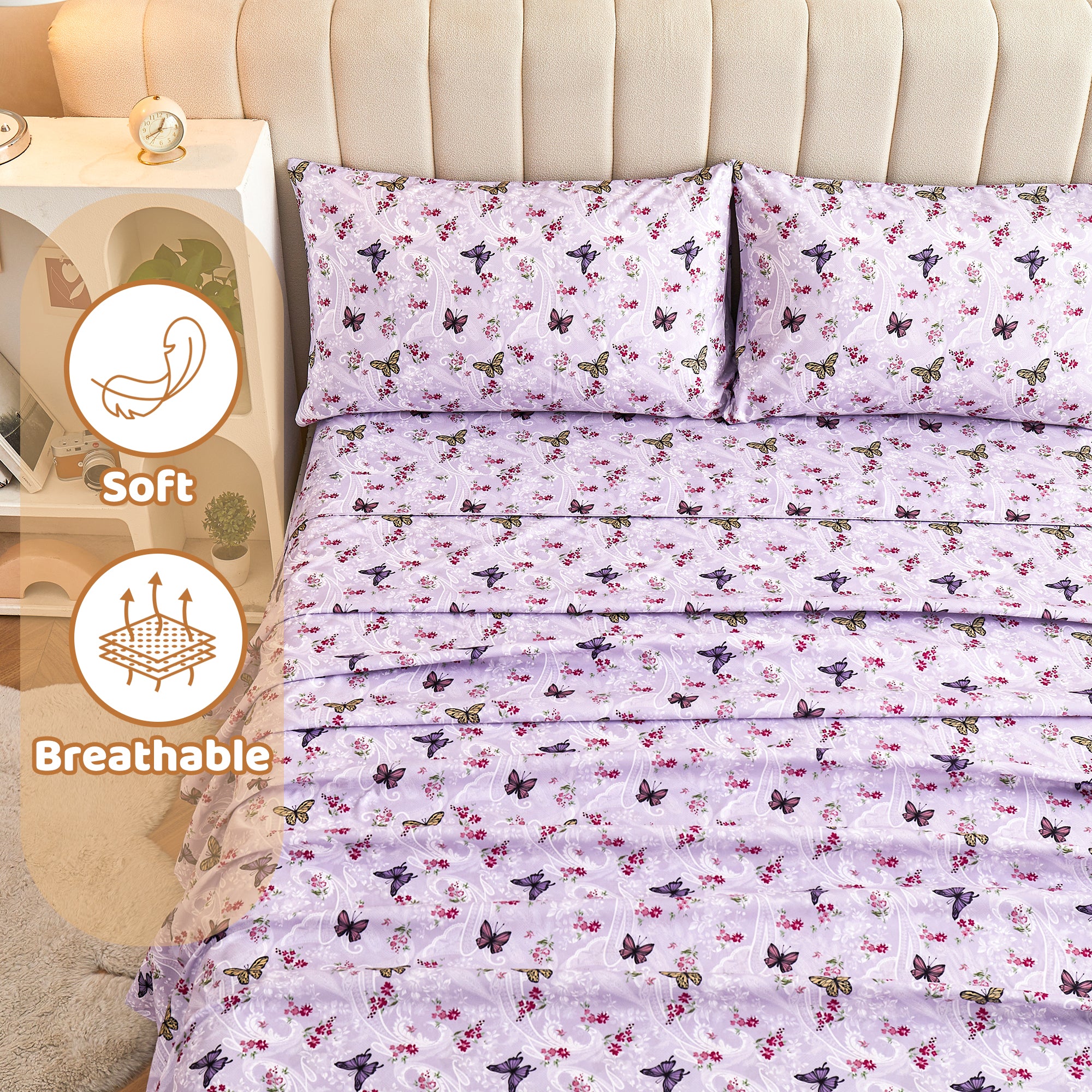 Lavender Butterfly Garden Paisley Sheet Set