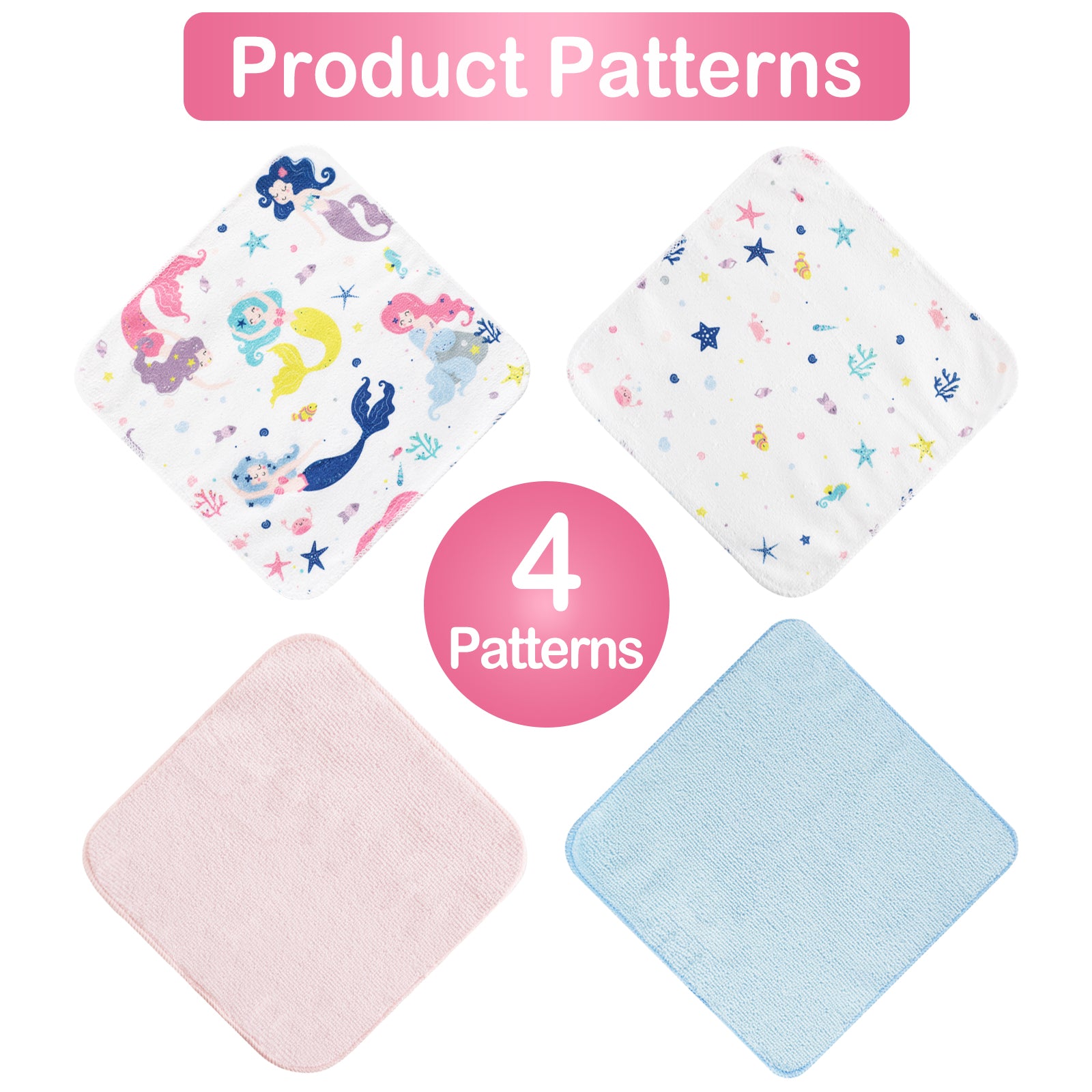 9x9 Mermaid Baby Washcloths