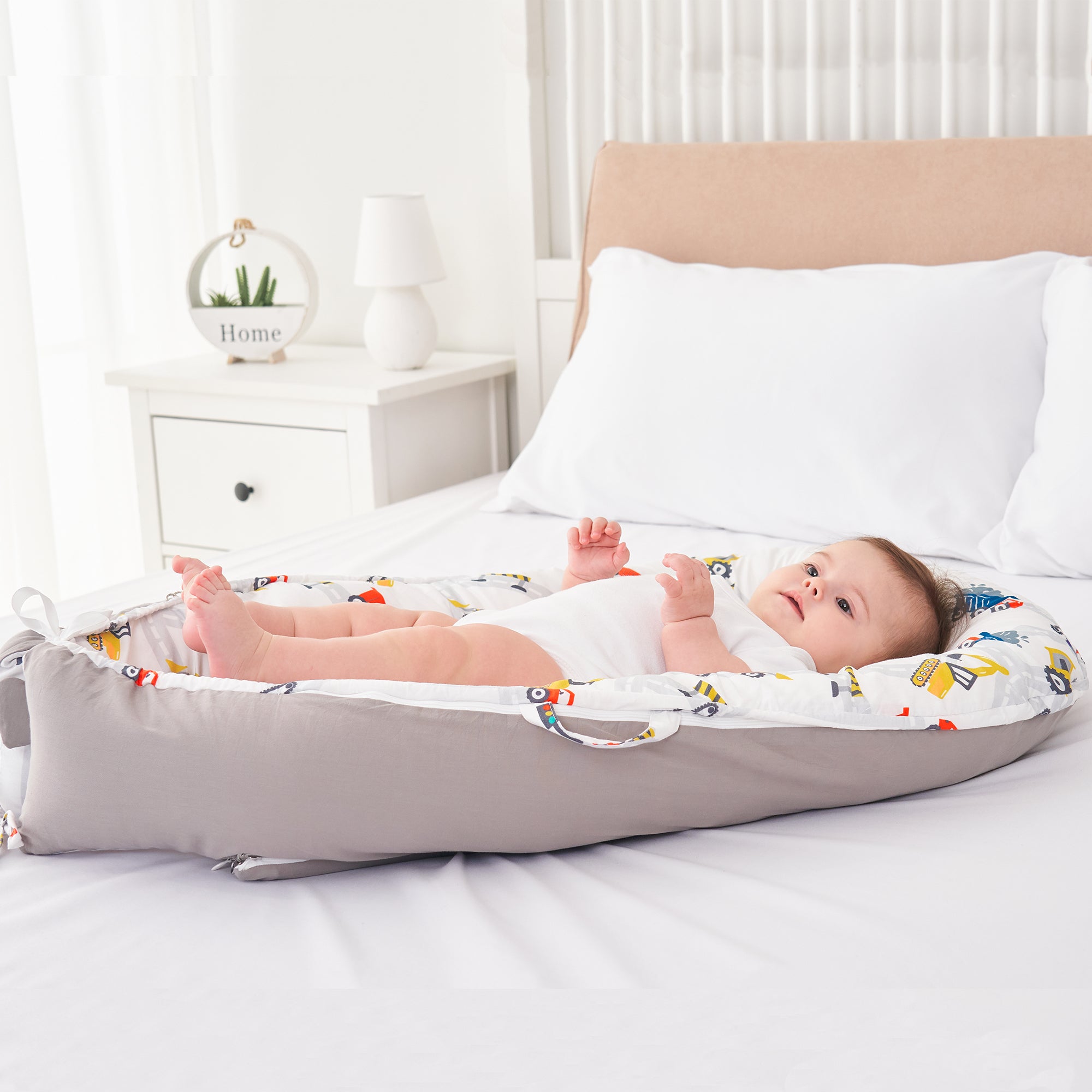 Truck Baby Lounger - Baby Nest Co Sleeper for Baby Bed, Soft & Breathable Portable Cotton Newborn Lounger Nest for Crib Bassinet