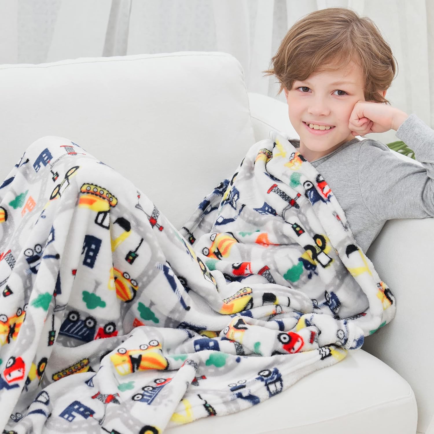 Gray Truck Kids Throw Blanket for Boys and Girls Soft Cozy Flannel