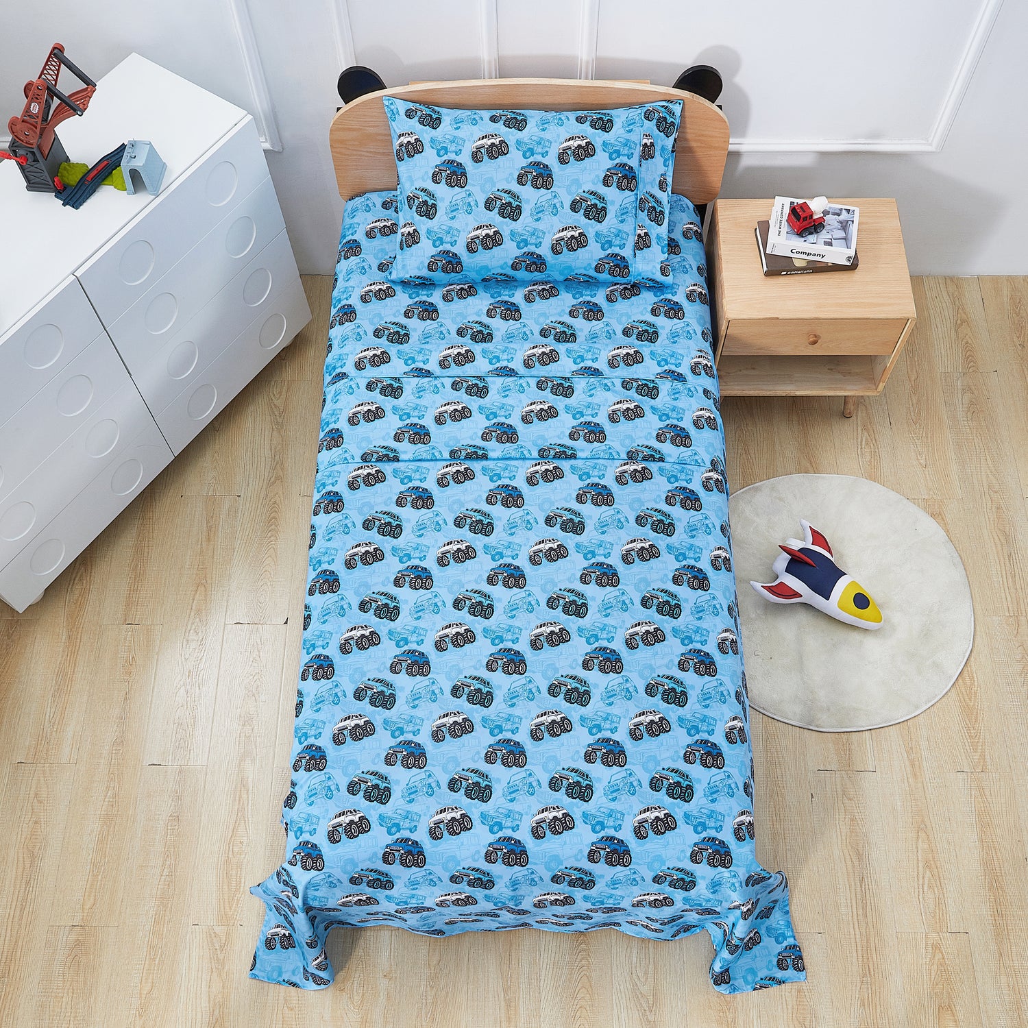 Truck-tastic Adventure Kids Bed Sheet Set Deep Pocket Double Brushed Microfiber