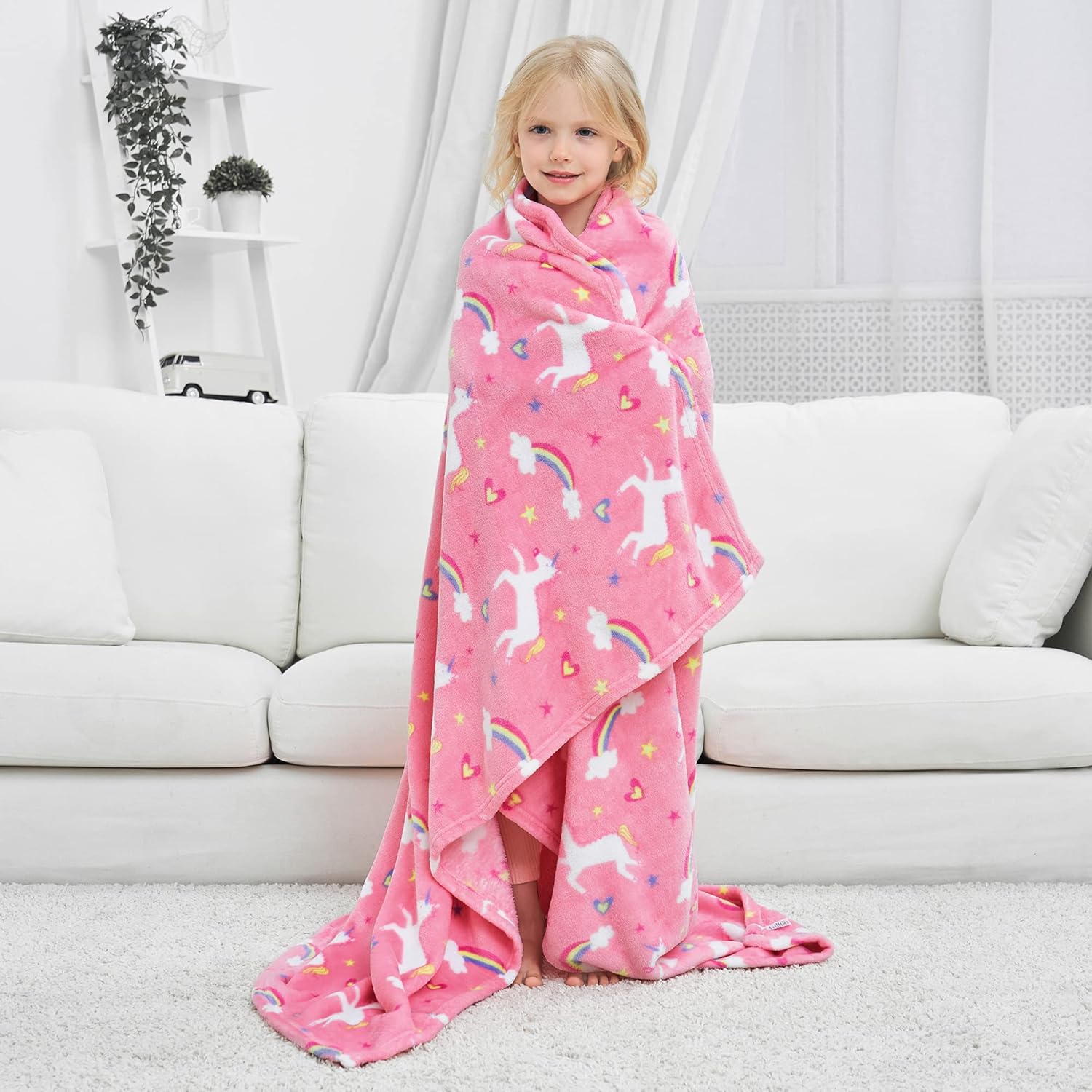Unicorn Kids Throw Blanket for Boys and Girls Soft Cozy Flannel