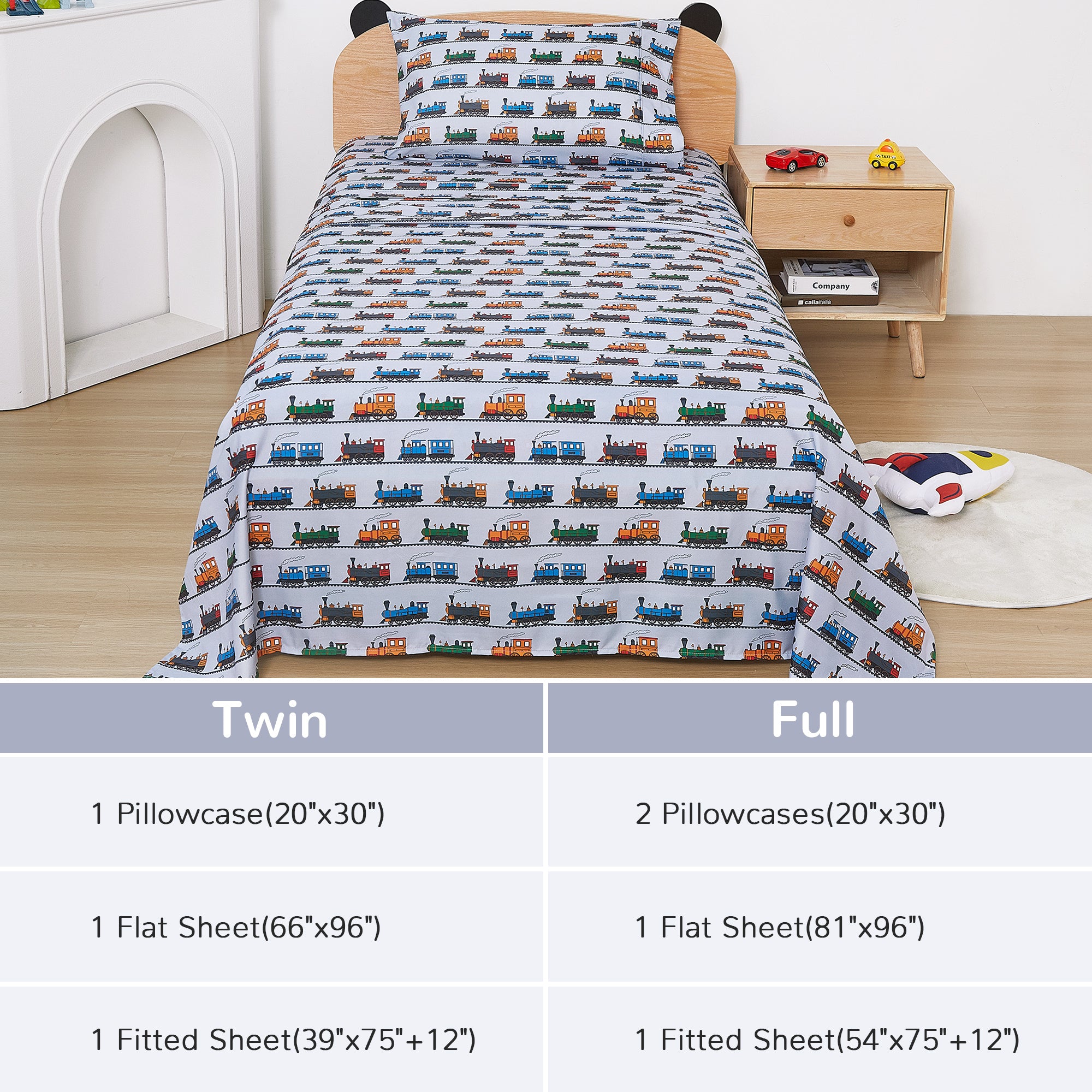 Retro Train Kids Bed Sheet Set