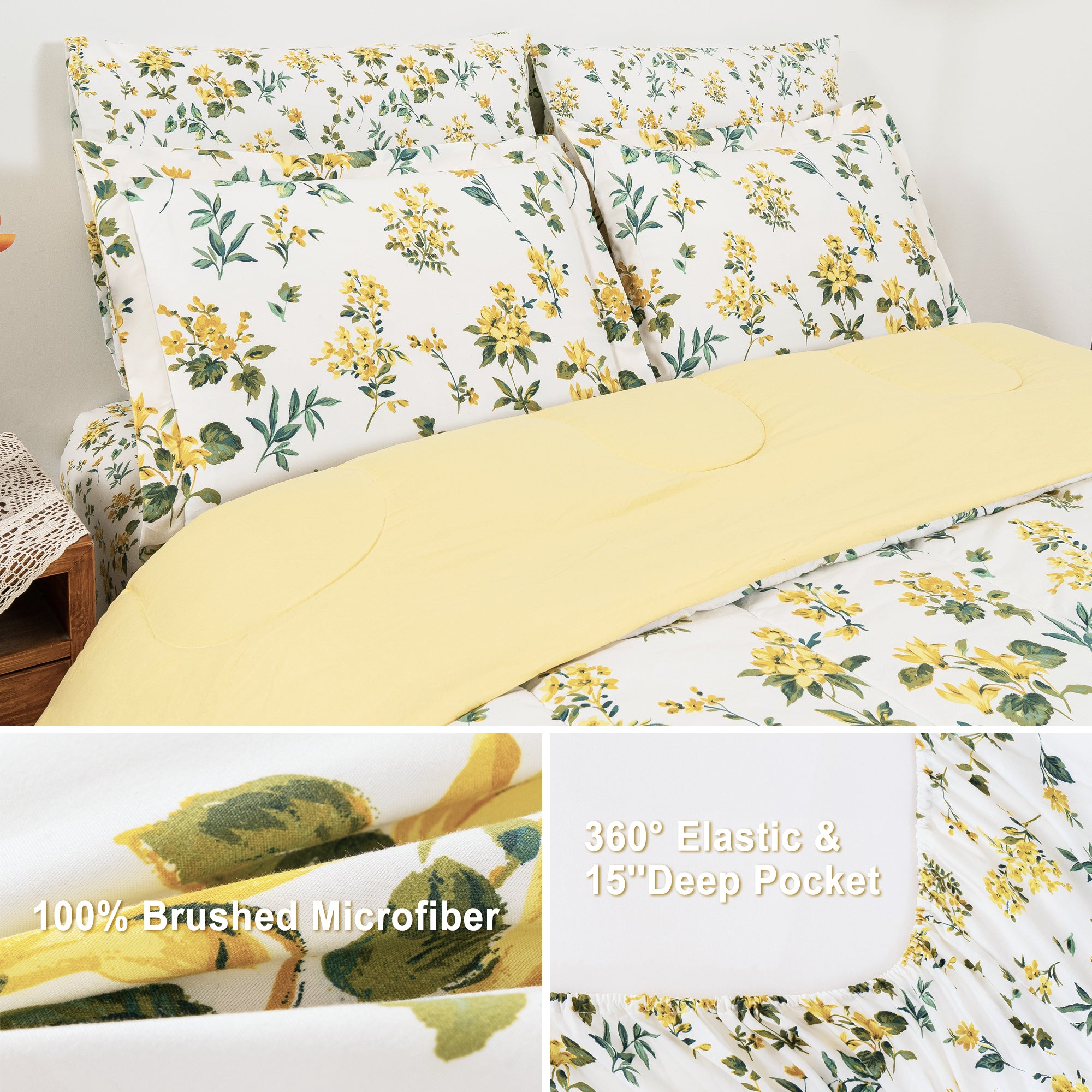 Yellow Daisy Dreamscape Comforter Set 7 Pieces