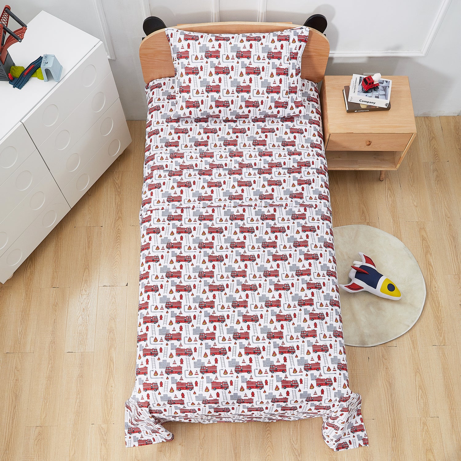 Happy Fire Rescue Play Kids Bed Sheet Set Deep Pocket Double Brushed Microfiber
