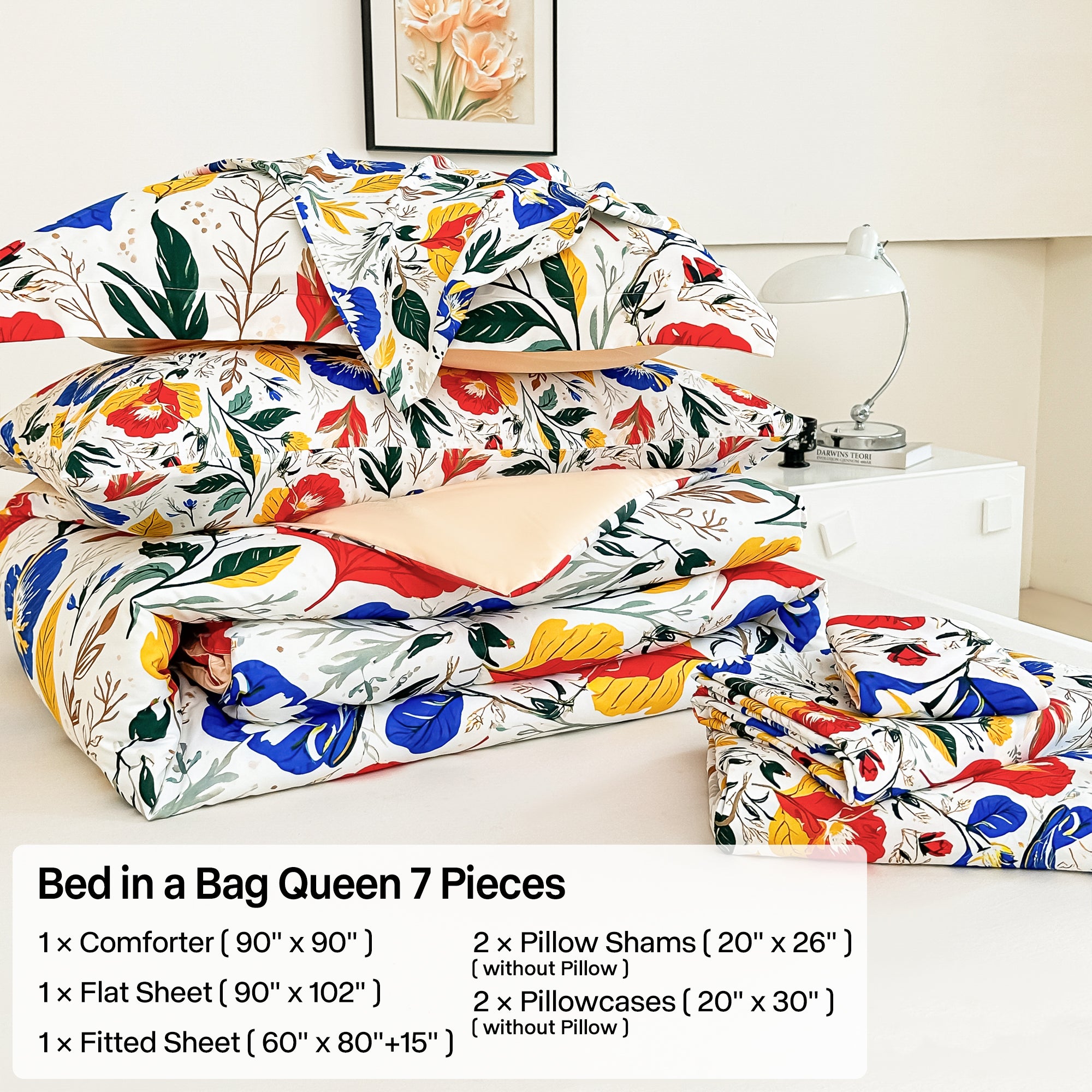 Vibrant Floral Symphony Comforter Set 7 Pieces