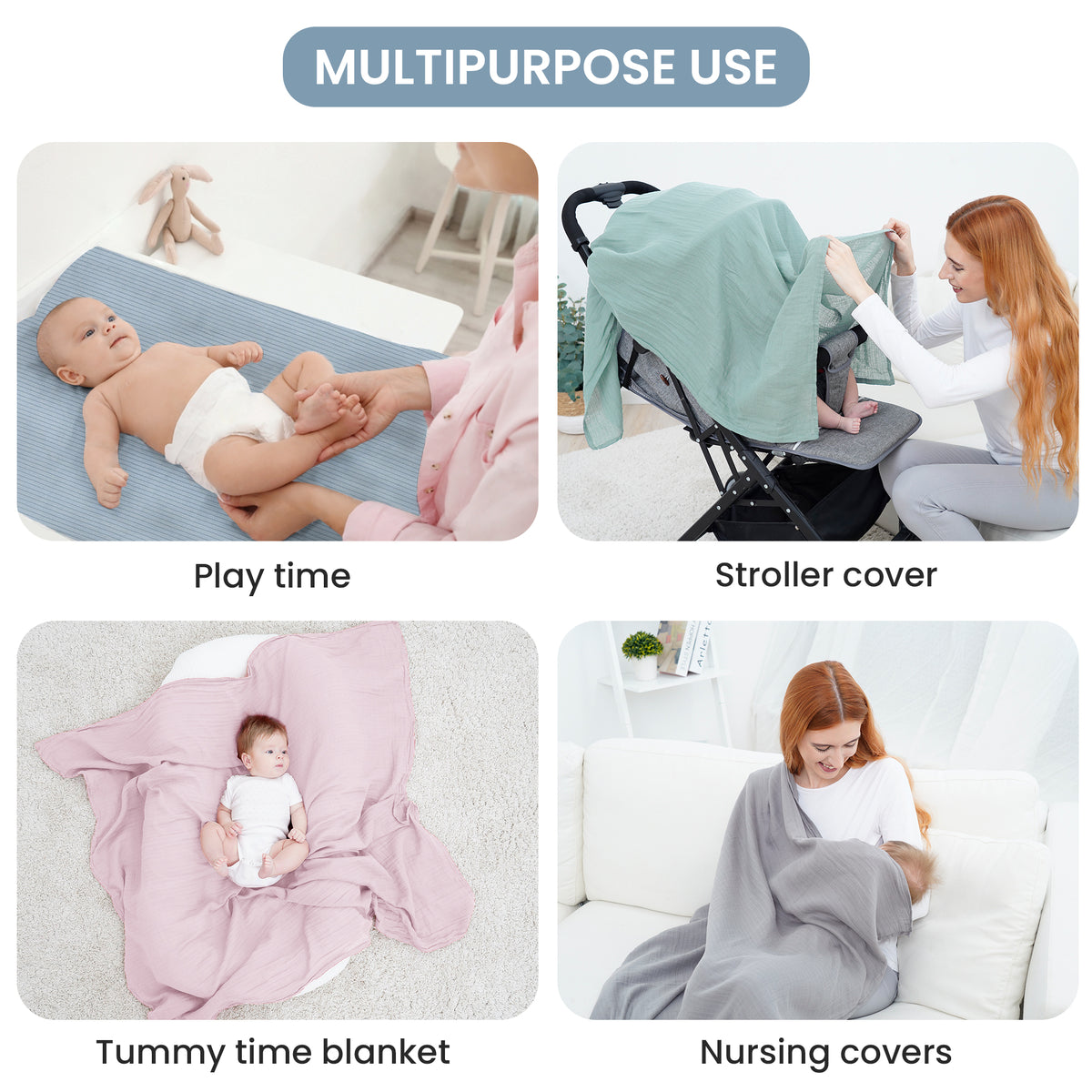 Grey Branches 2-Pack Jersey Swaddle Blankets, 40 x 30 in