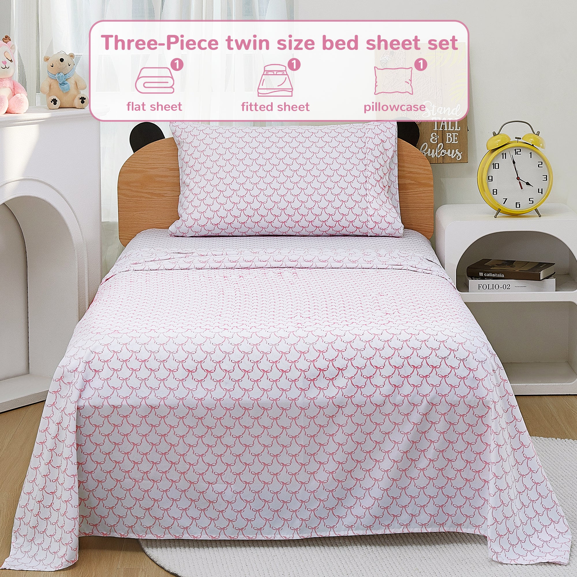 Bow Pop Playtime 3/4 PCs TWIN/Full Bed Sheet
