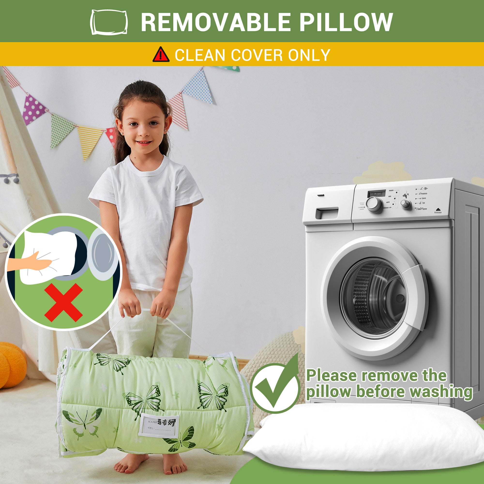 Cozy Comfort Nap Mat - Green Butterfly