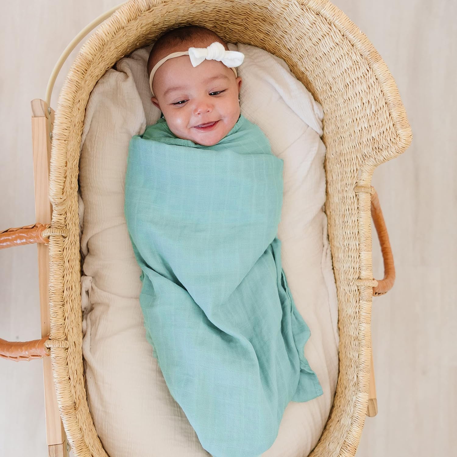 Muslin Swaddle Blankets, Breathable and Skin-Friendly Baby Receiving Blankets, 4-Pack Plants, 47 x 47 inches