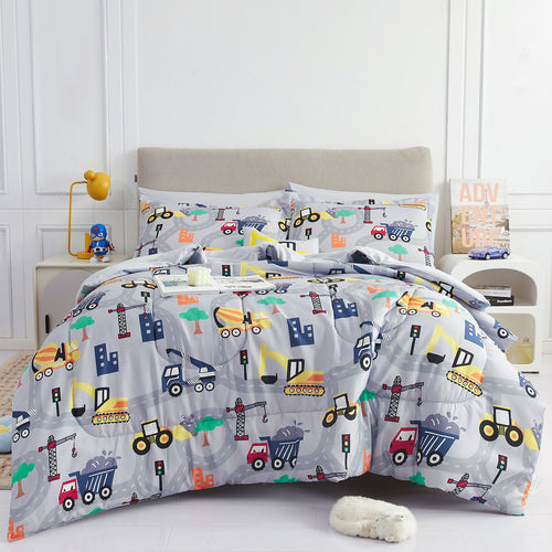 Busy Construction Kids Bedding Set– 6 or 8 Piece Options
