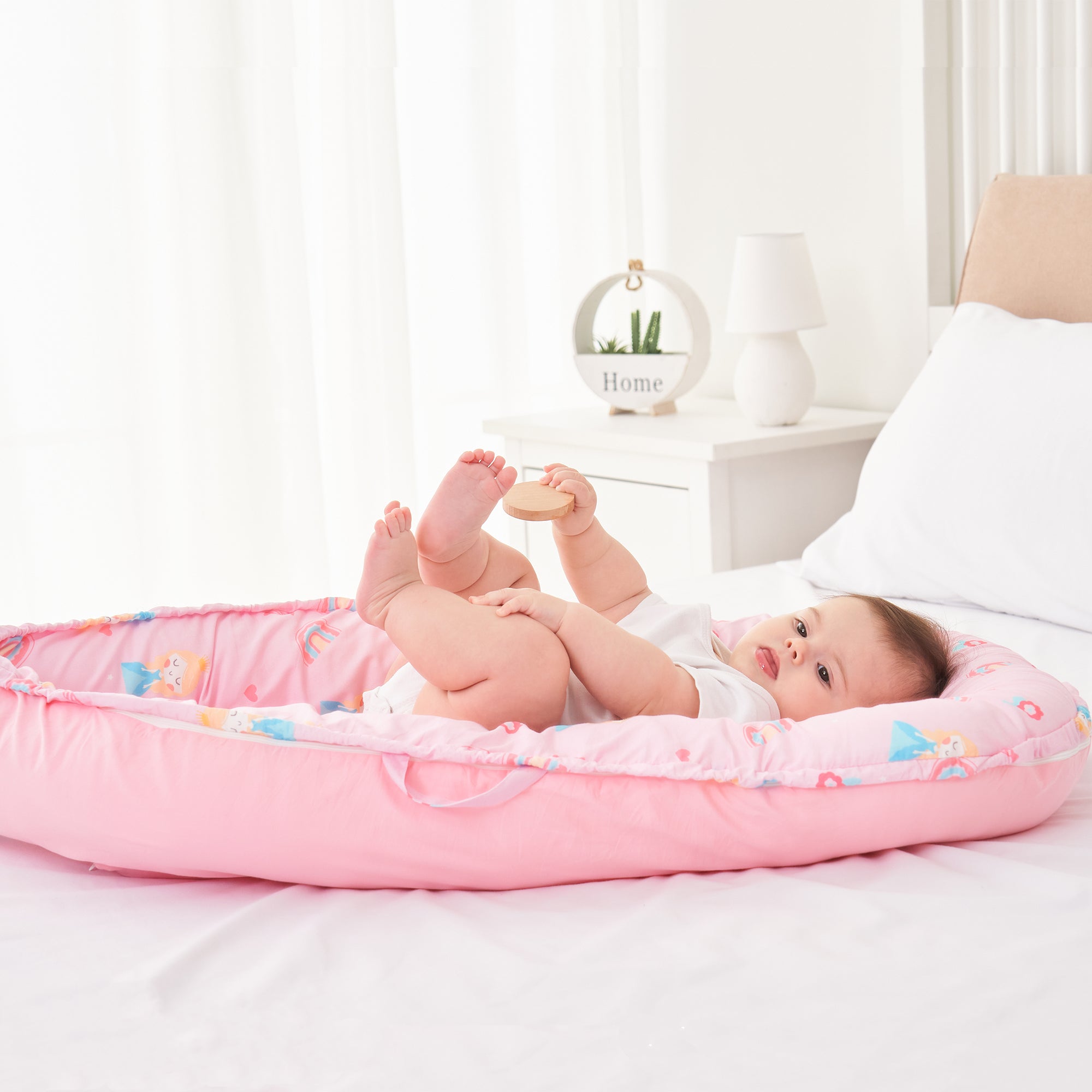 Princess Baby Lounger - Baby Nest Co Sleeper for Baby Bed, Soft & Breathable Portable Cotton Newborn Lounger Nest for Crib Bassinet