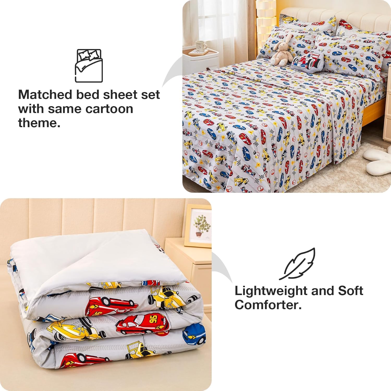 Racing Car 6/8 Pcs Comforter Sets for Boys Kids