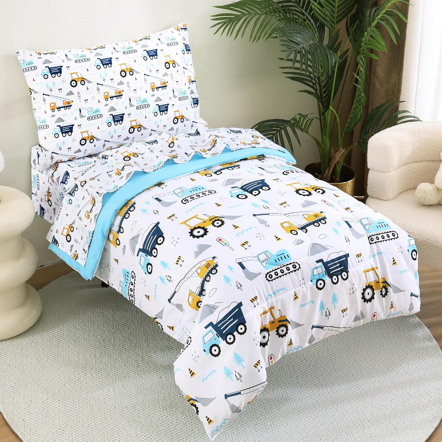 Construction Truck Toddler comforter Set– 4 Piece