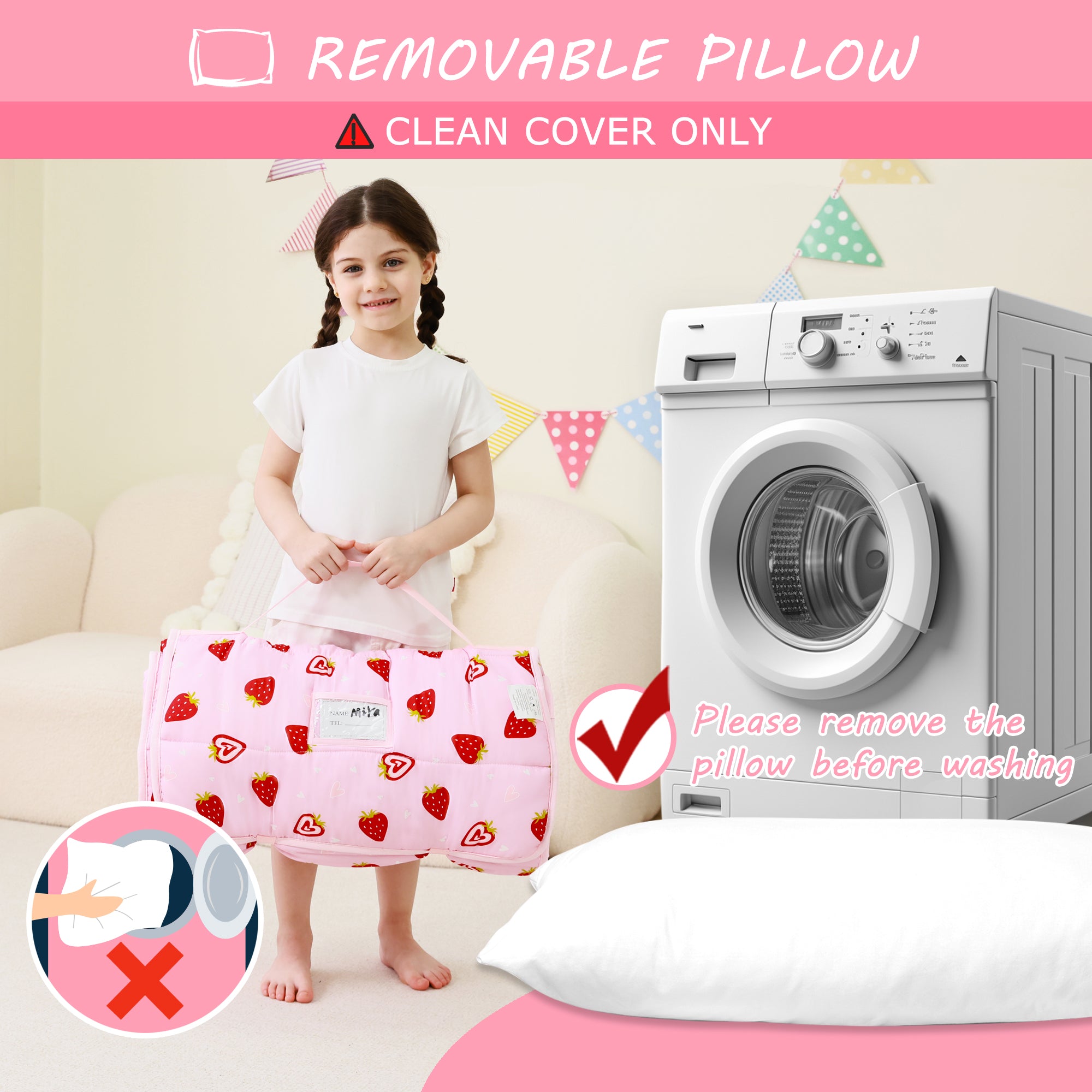 Cozy Comfort Nap Mat - Pink Strawberry