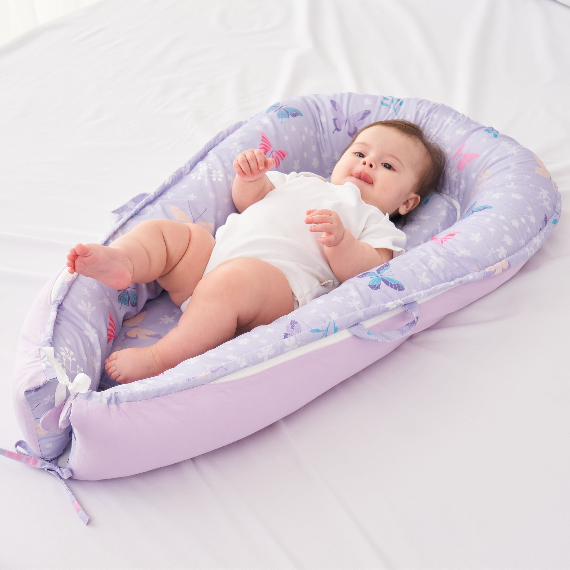 Butterfly Baby Lounger - Baby Nest Co Sleeper for Baby Bed, Soft & Breathable Portable Cotton Newborn Lounger Nest for Crib Bassinet