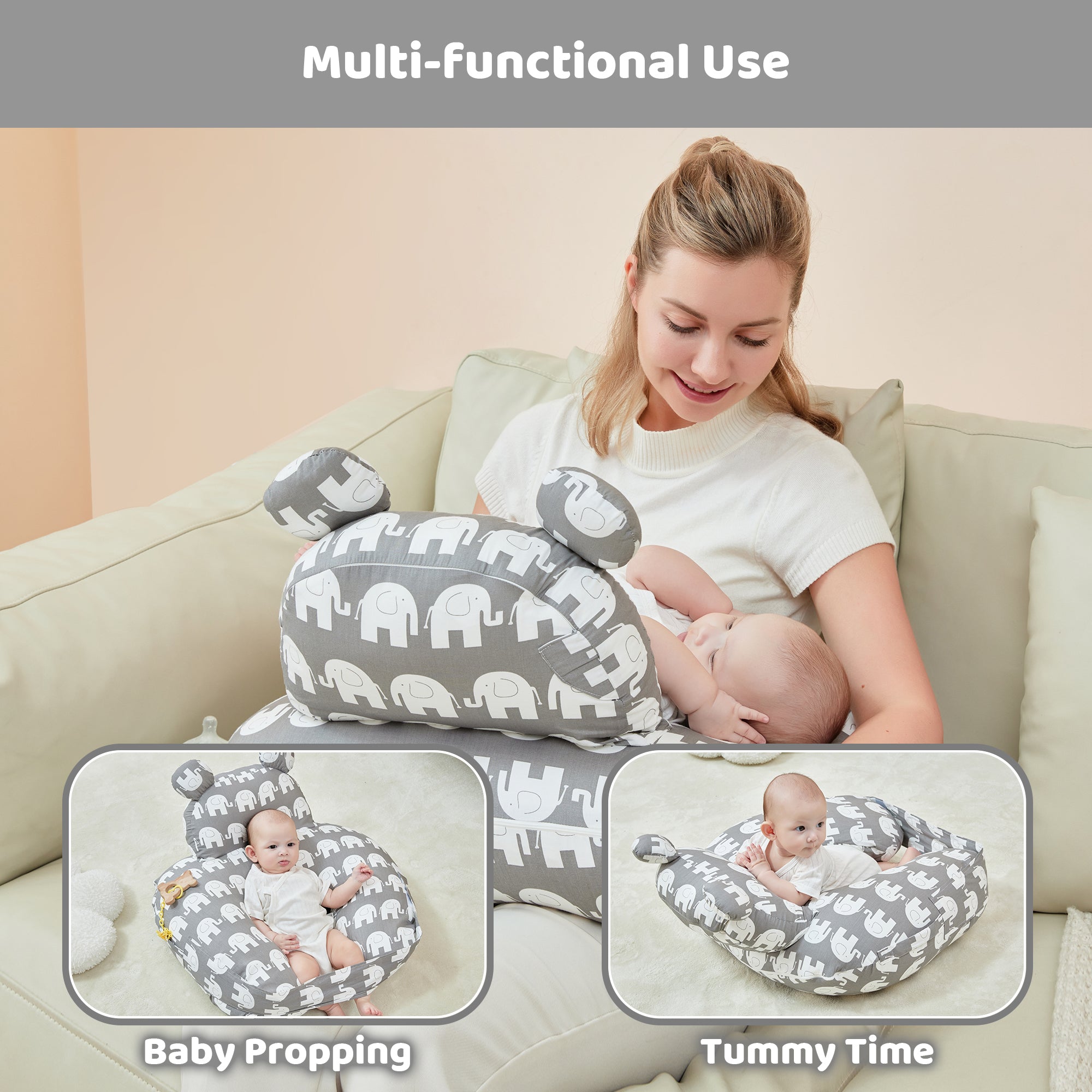 Elephant Nursing Pillow for Breastfeeding for Mom Support