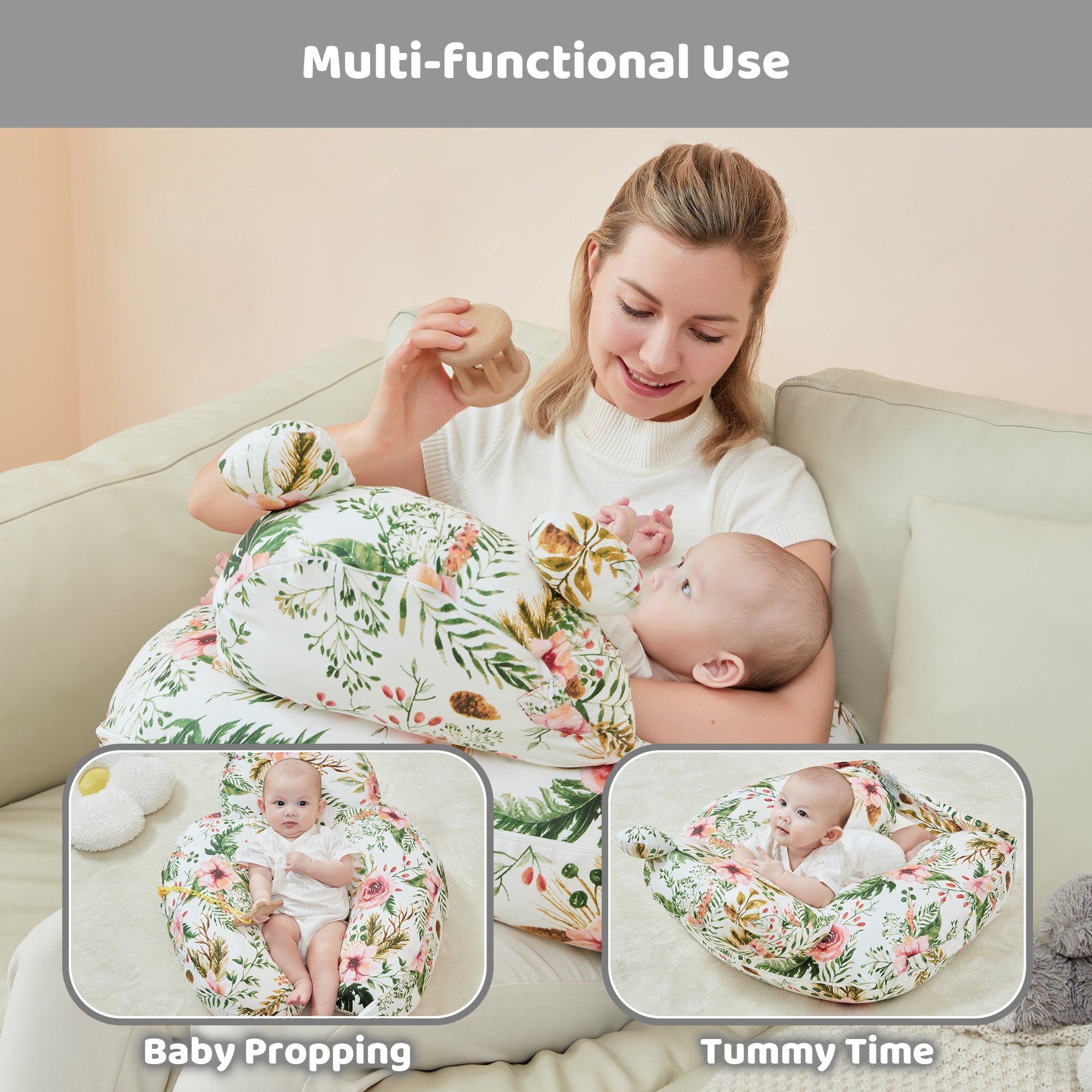 Rose Nursing Pillow for Breastfeeding for Mom Support