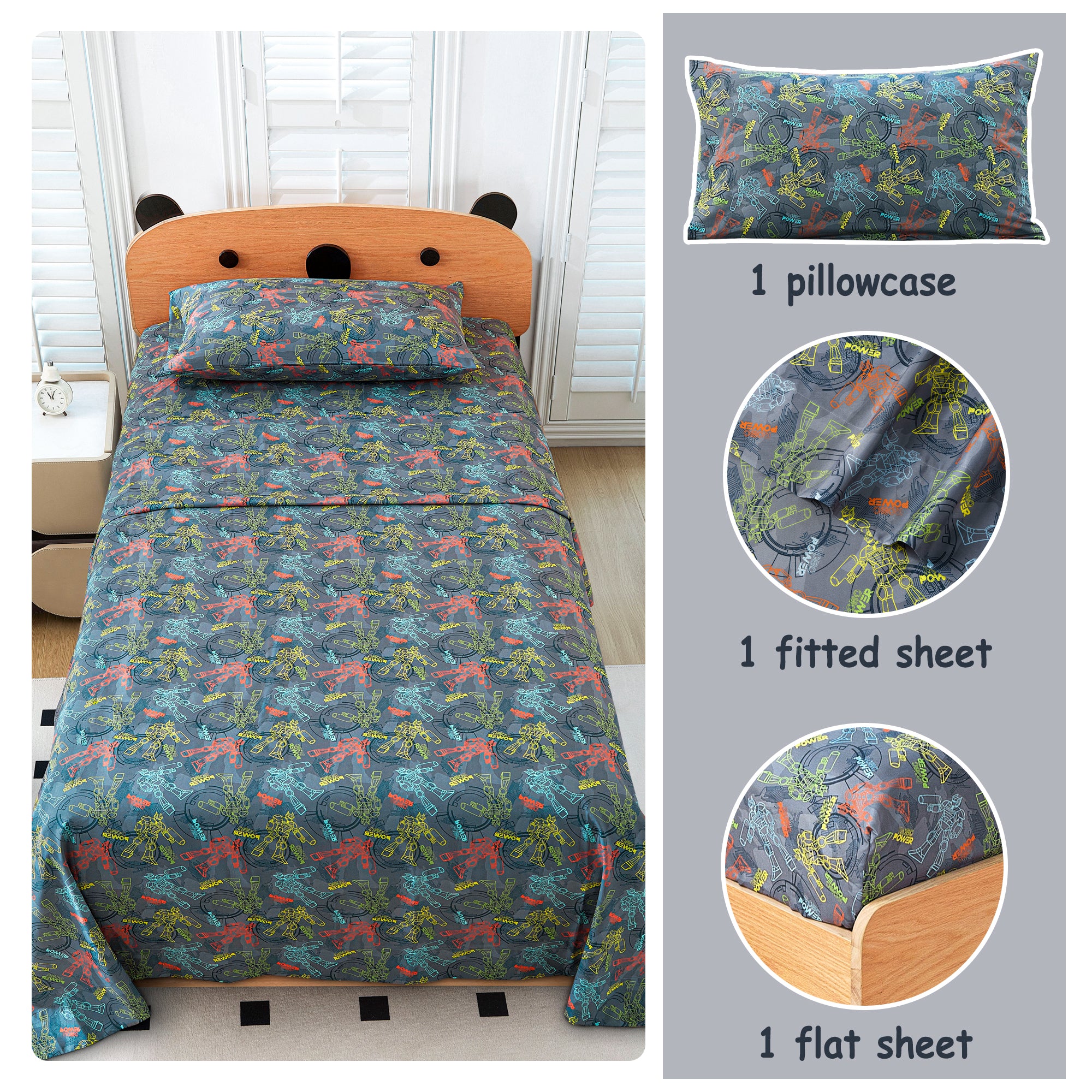 Linear Robot Kids Bed Sheet Set