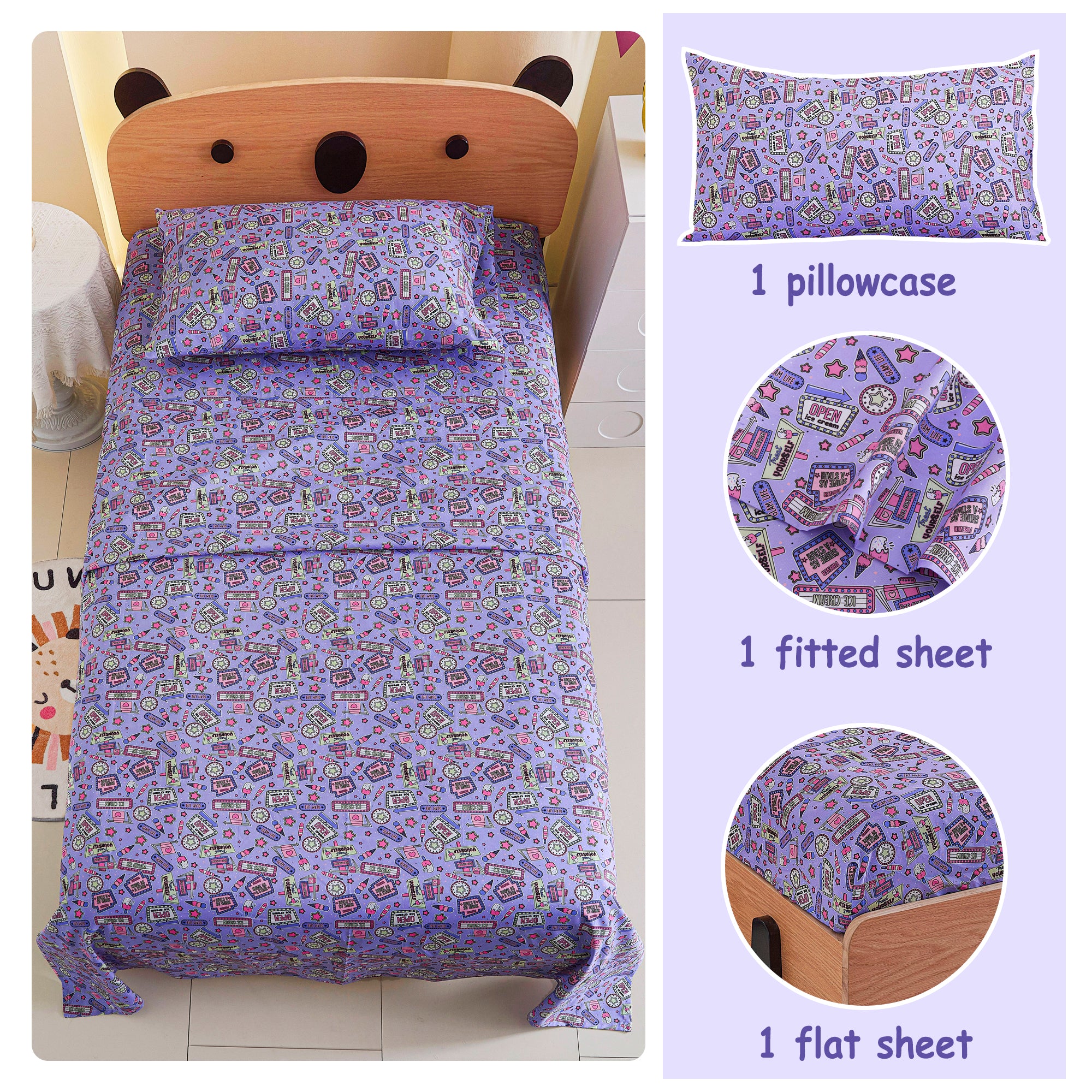 Cool Girl Kids Bed Sheet Set