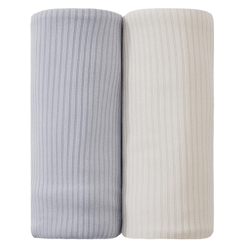 Grey & Khaki 2-Pack Jersey Swaddle Blankets, 40 x 30 in