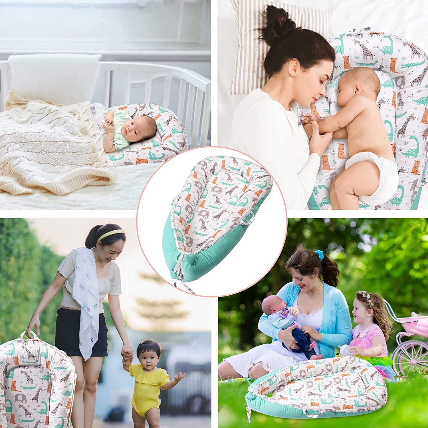 Grey Baby Lounger - Baby Nest Co Sleeper for Baby Bed, Soft & Breathable Portable Cotton Newborn Lounger Nest for Crib Bassinet
