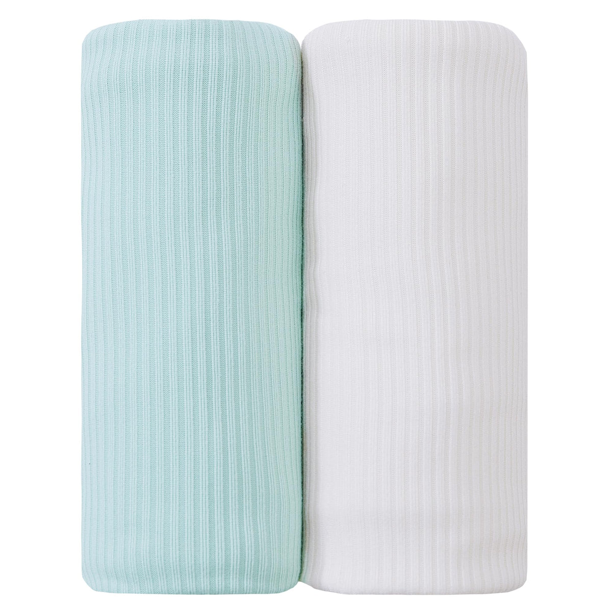 White & Green 2-Pack Jersey Swaddle Blankets, 40 x 30 in