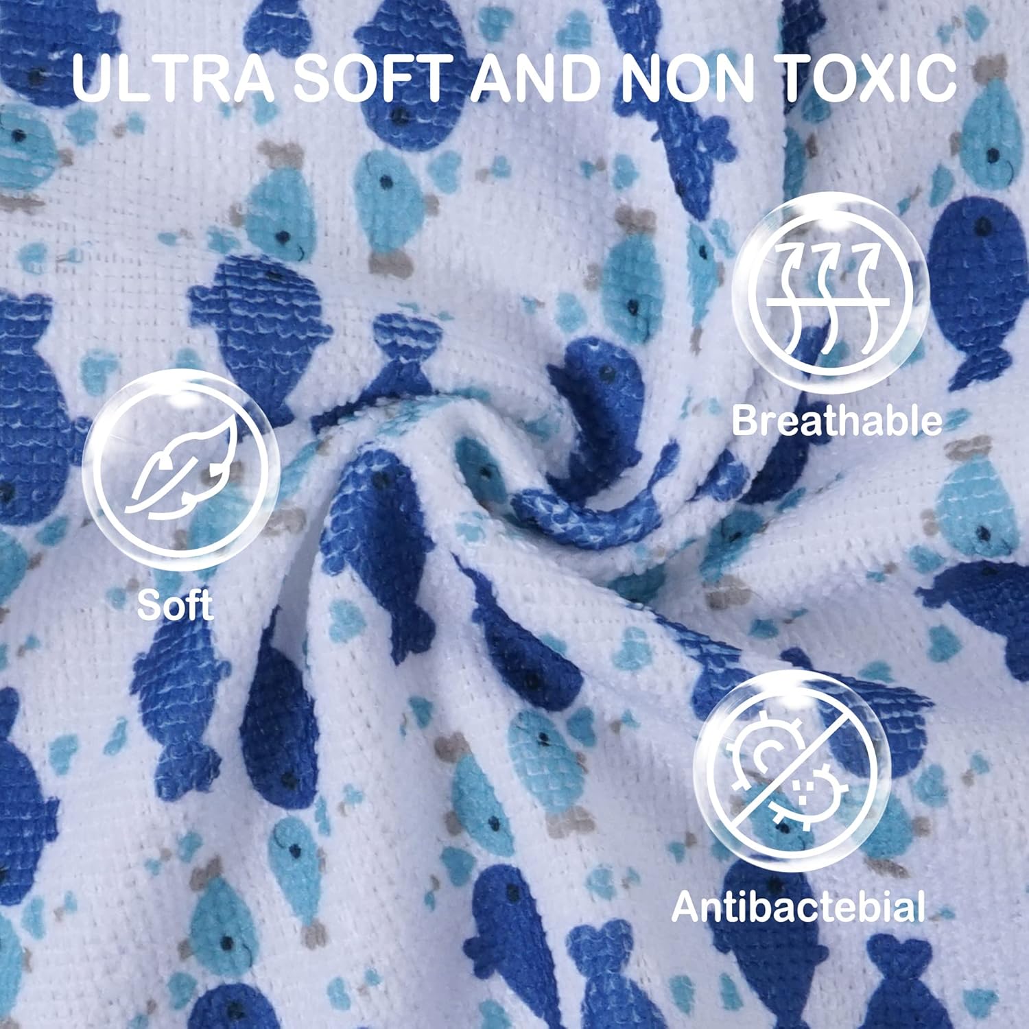 9x9 Blue Whale Baby Washcloths