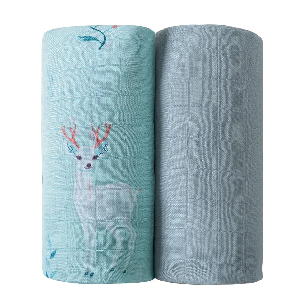 Blue Elephant 4-Pack Bamboo-Cotton Muslin Swaddle Blankets, 47 x 47 in