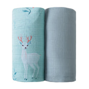 Muslin Swaddle Blankets, Swaddle Wrap for Boys and Girls, Breathable and Skin-Friendly Baby Receiving Blankets, Baby Essentials, 4-Pack Blue Elephant, 47 x 47 inches