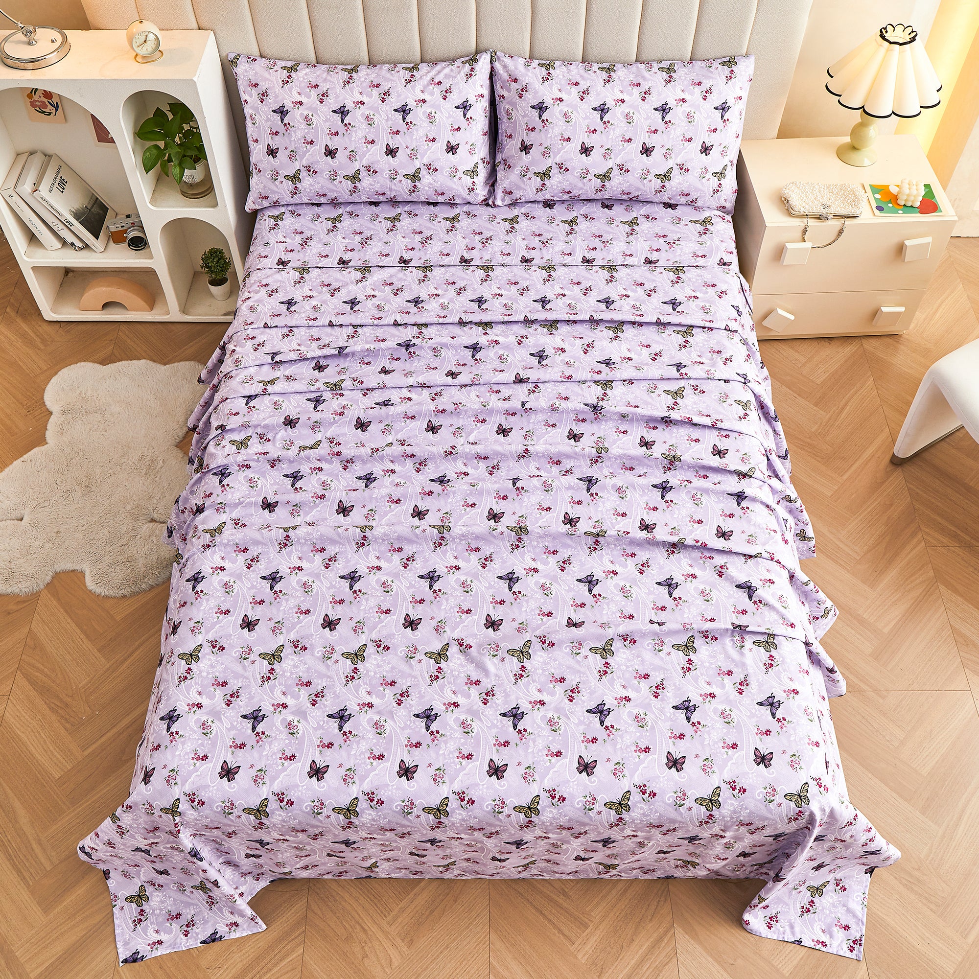 Lavender Butterfly Garden Paisley Sheet Set