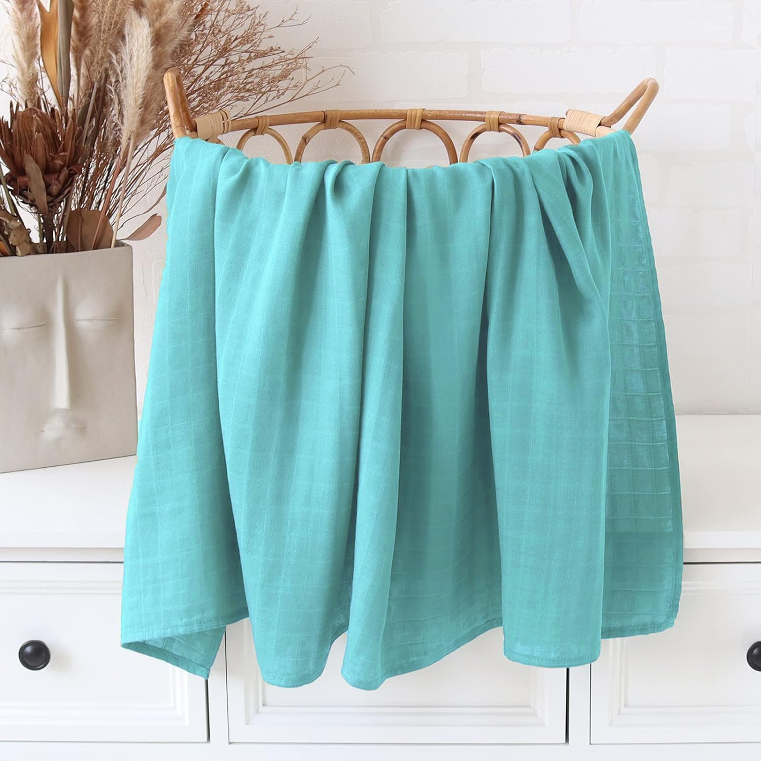 Muslin Swaddle Blankets, Breathable and Skin-Friendly Baby Receiving Blankets, 4-Pack Plants, 47 x 47 inches