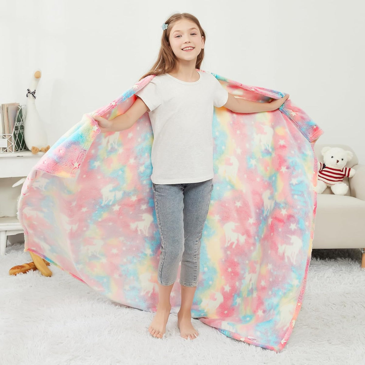 Glow Unicorn Parade Kids Throw Blanket