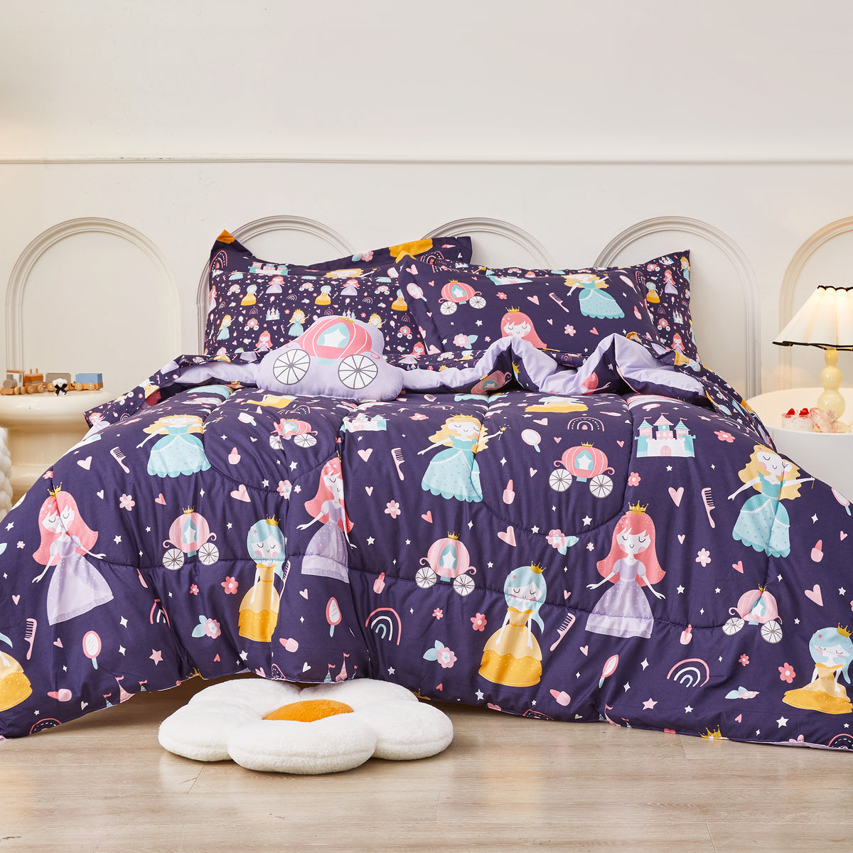 Castle Princess Comforter Sets for Kids– 6 or 8 Piece Options