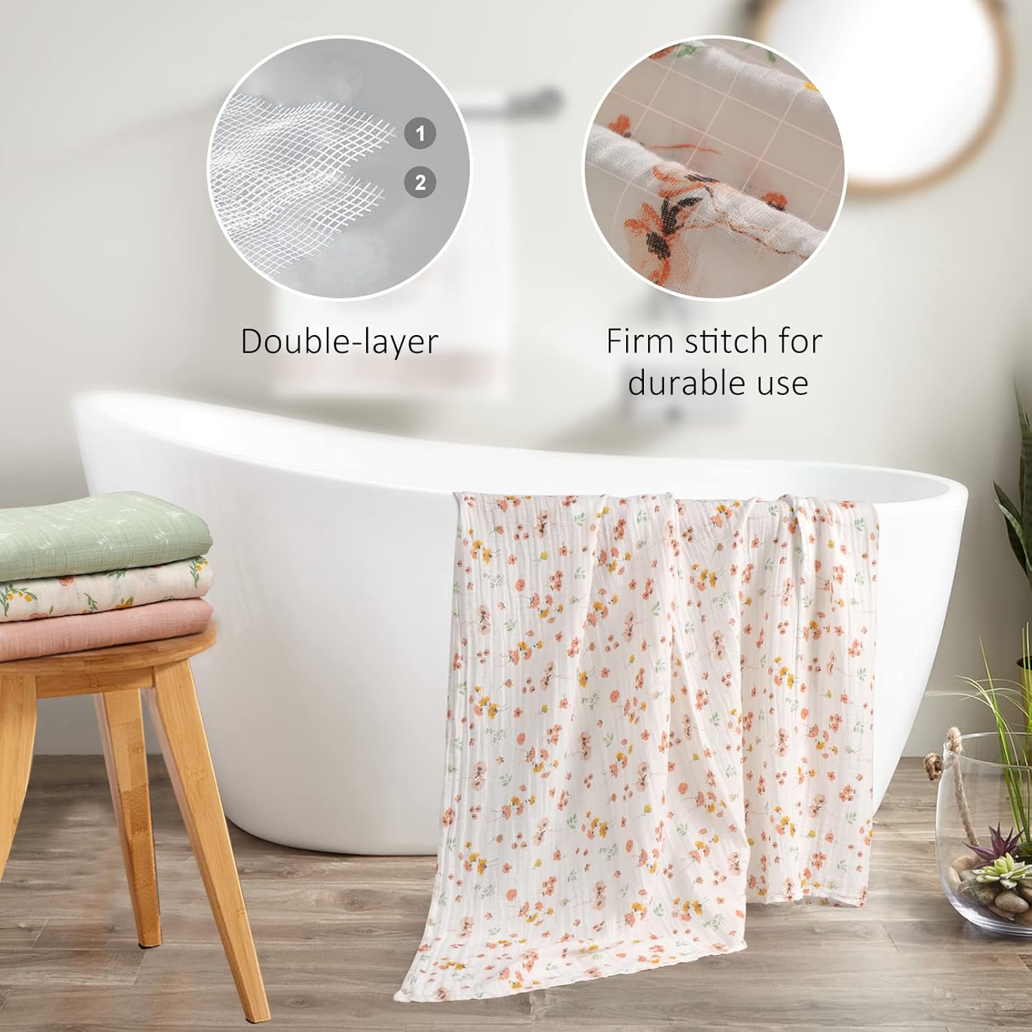 Green Floral Swaddle Blankets 4 Pack