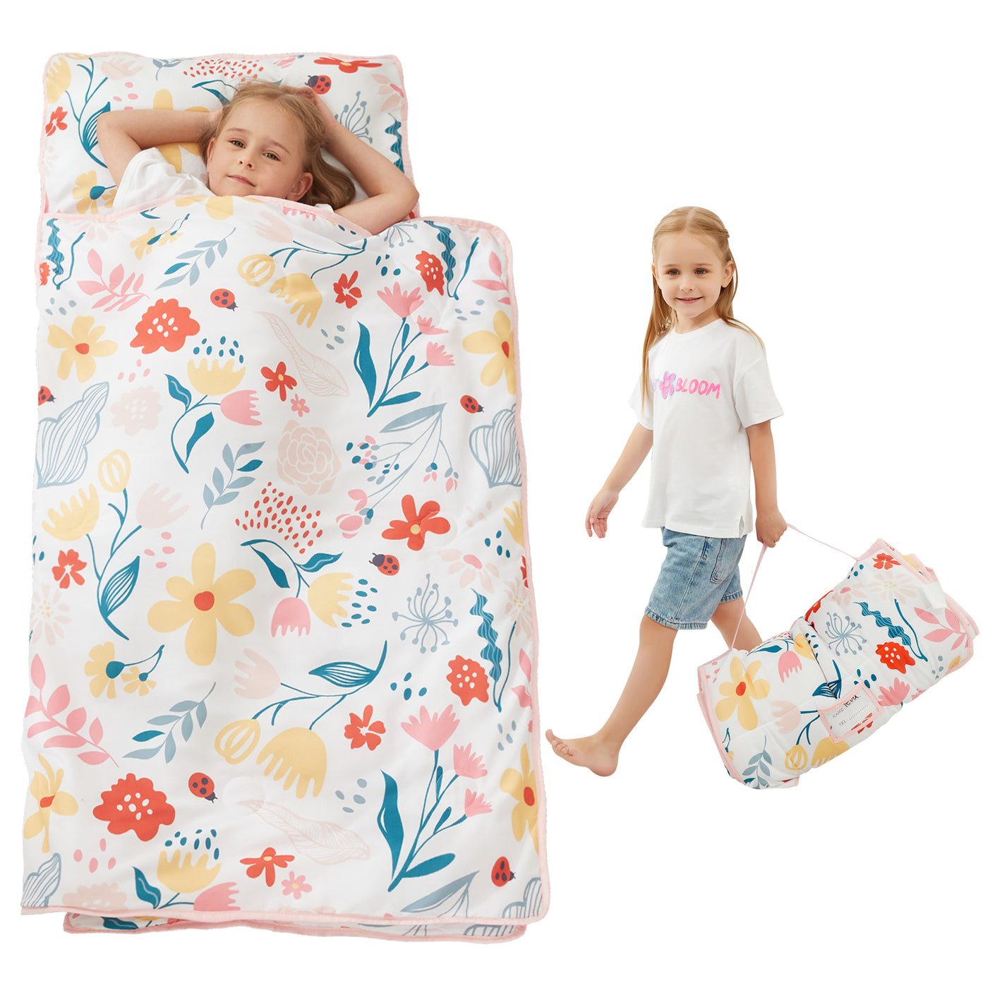 Flower Toddler Nap Mat with Pillow & Blanket