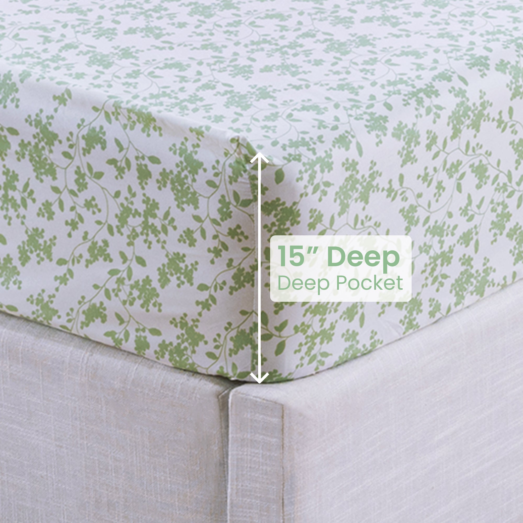 Pastel Green Floral Retreat Comforter Set 7 Pieces