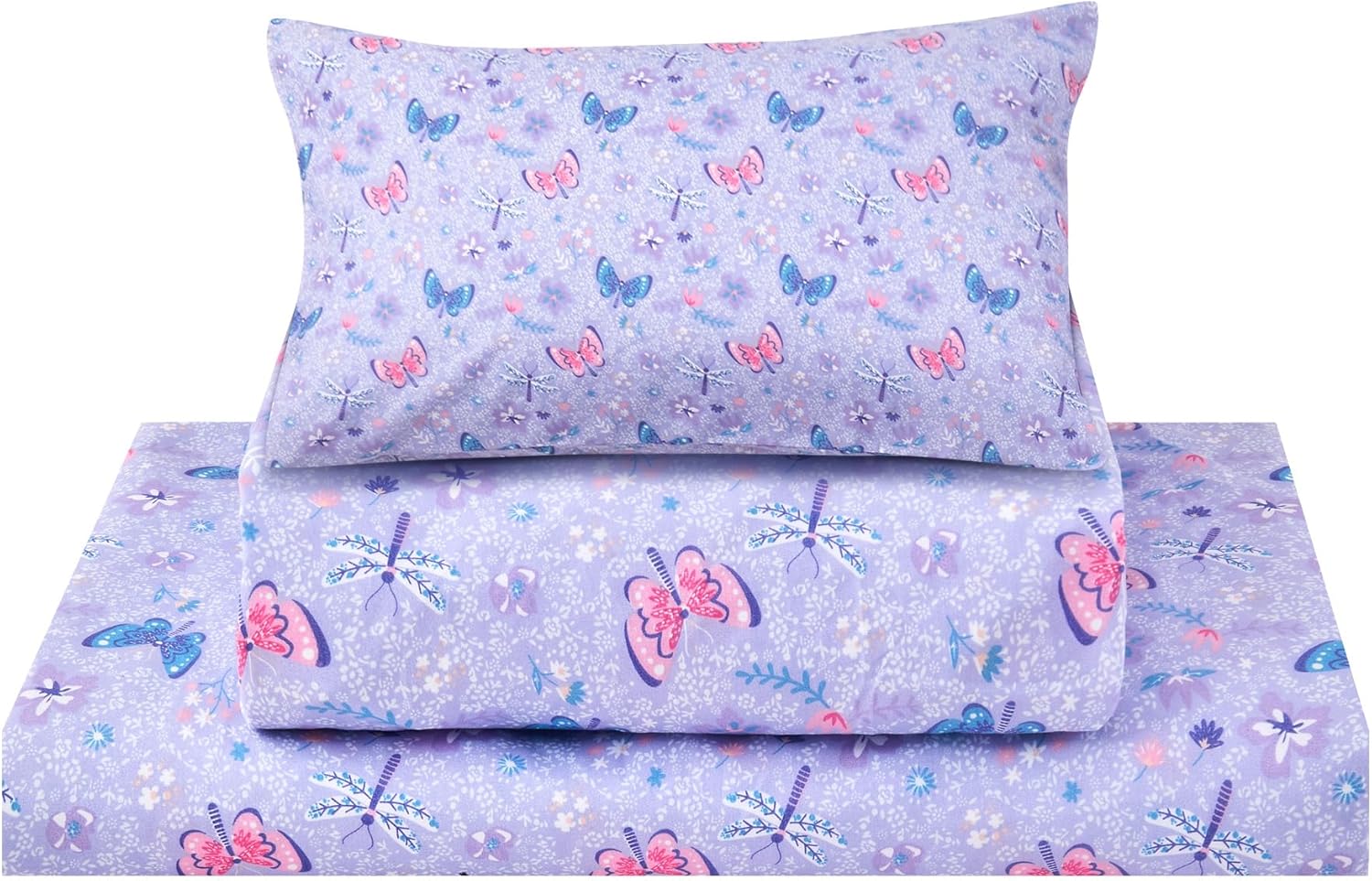 Floral Butterfly 3 Pcs Kids Twin Size Sheet Set