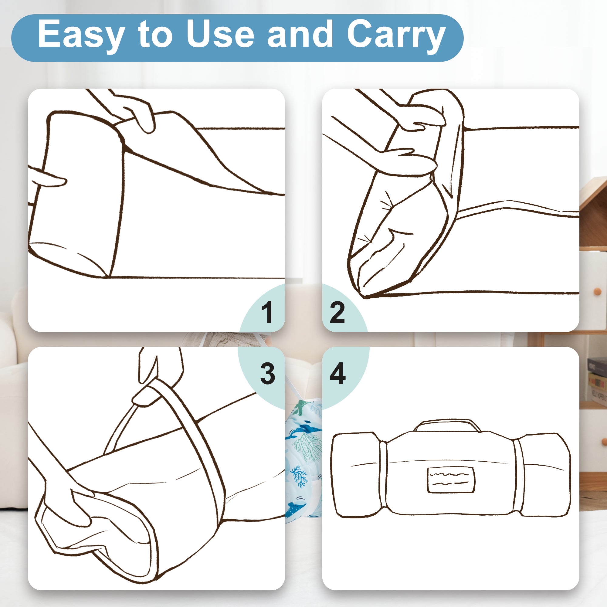 Cozy Comfort Nap Mat - Blue Ocean Whales