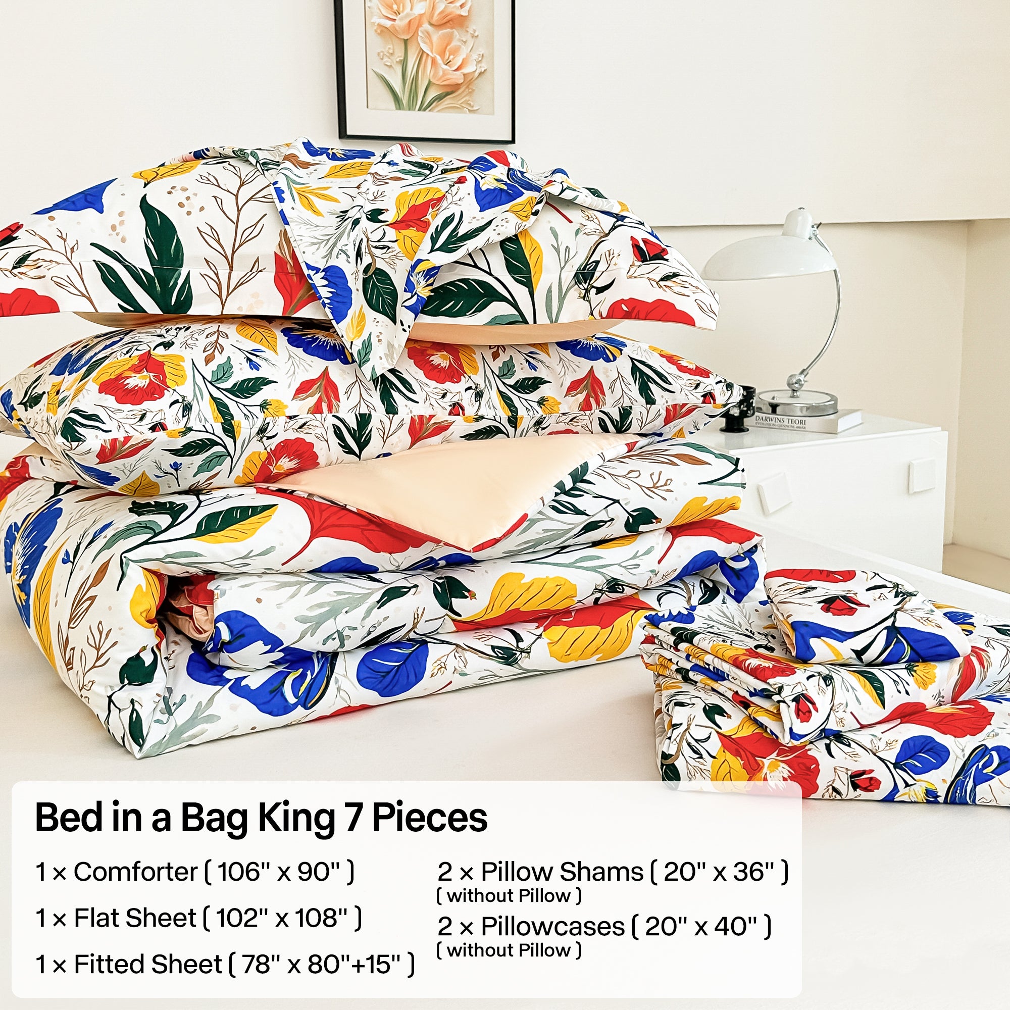Vibrant Floral Symphony Comforter Set 7 Pieces