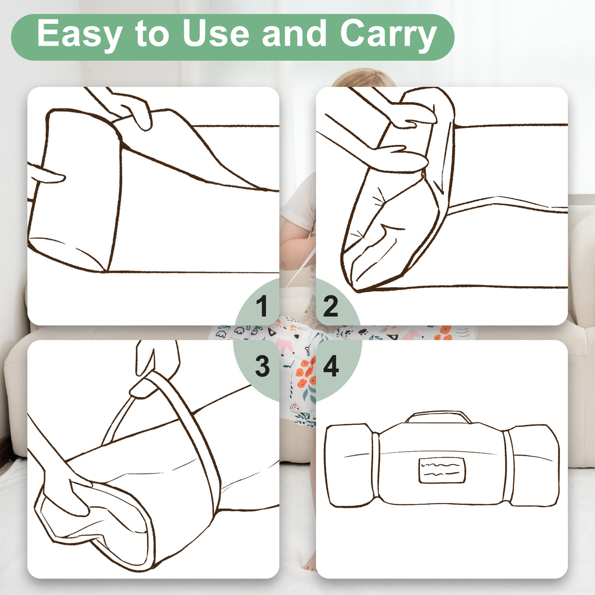 Cute Cat Toddler Nap Mat with Pillow & Blanket