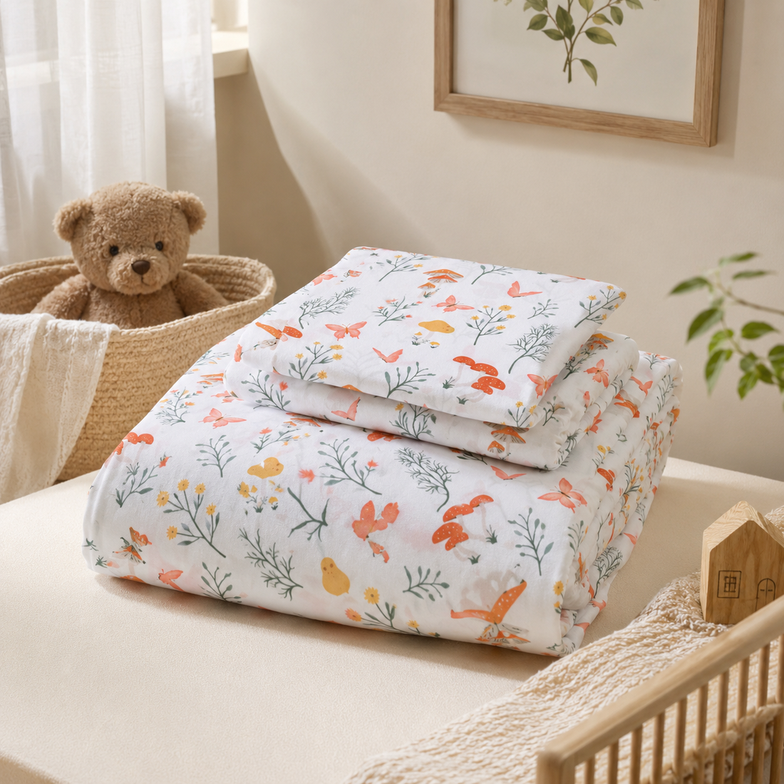 Mini Botanical Floral Bed Sheet Set Deep Pocket Double Brushed Microfiber