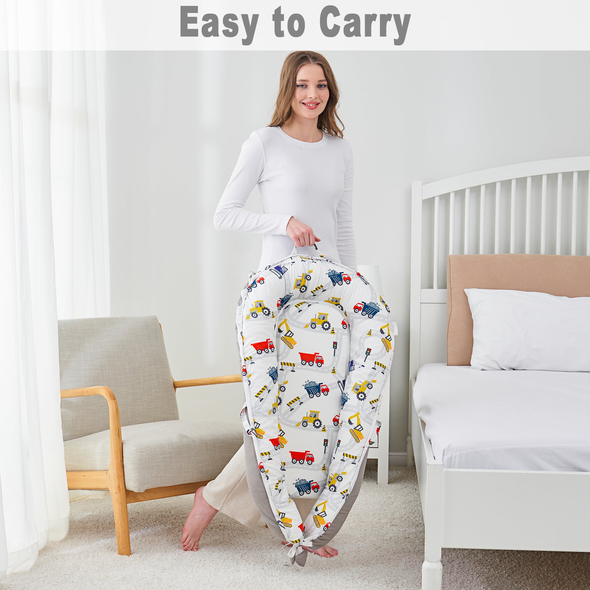 Truck Baby Lounger - Baby Nest Co Sleeper for Baby Bed, Soft & Breathable Portable Cotton Newborn Lounger Nest for Crib Bassinet
