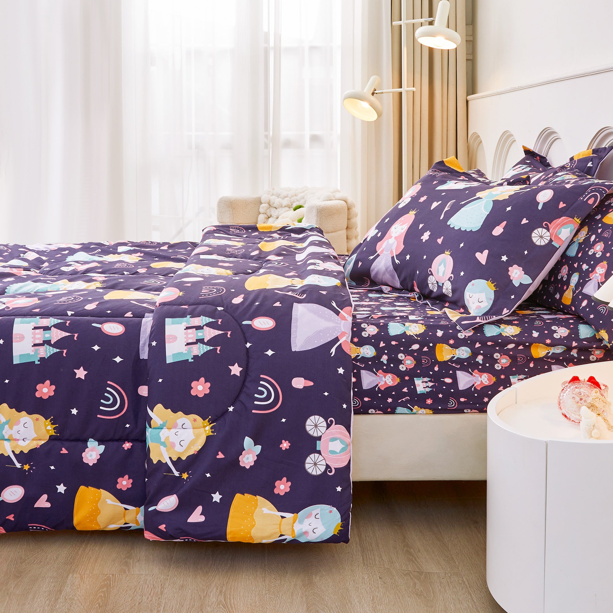 Castle Princess Comforter Sets for Kids– 6 or 8 Piece Options