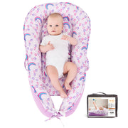 Chaise longue arc-en-ciel pour bébé - Co-dormeur pour lit bébé, chaise longue portable en coton doux et respirant pour nouveau-né, berceau
