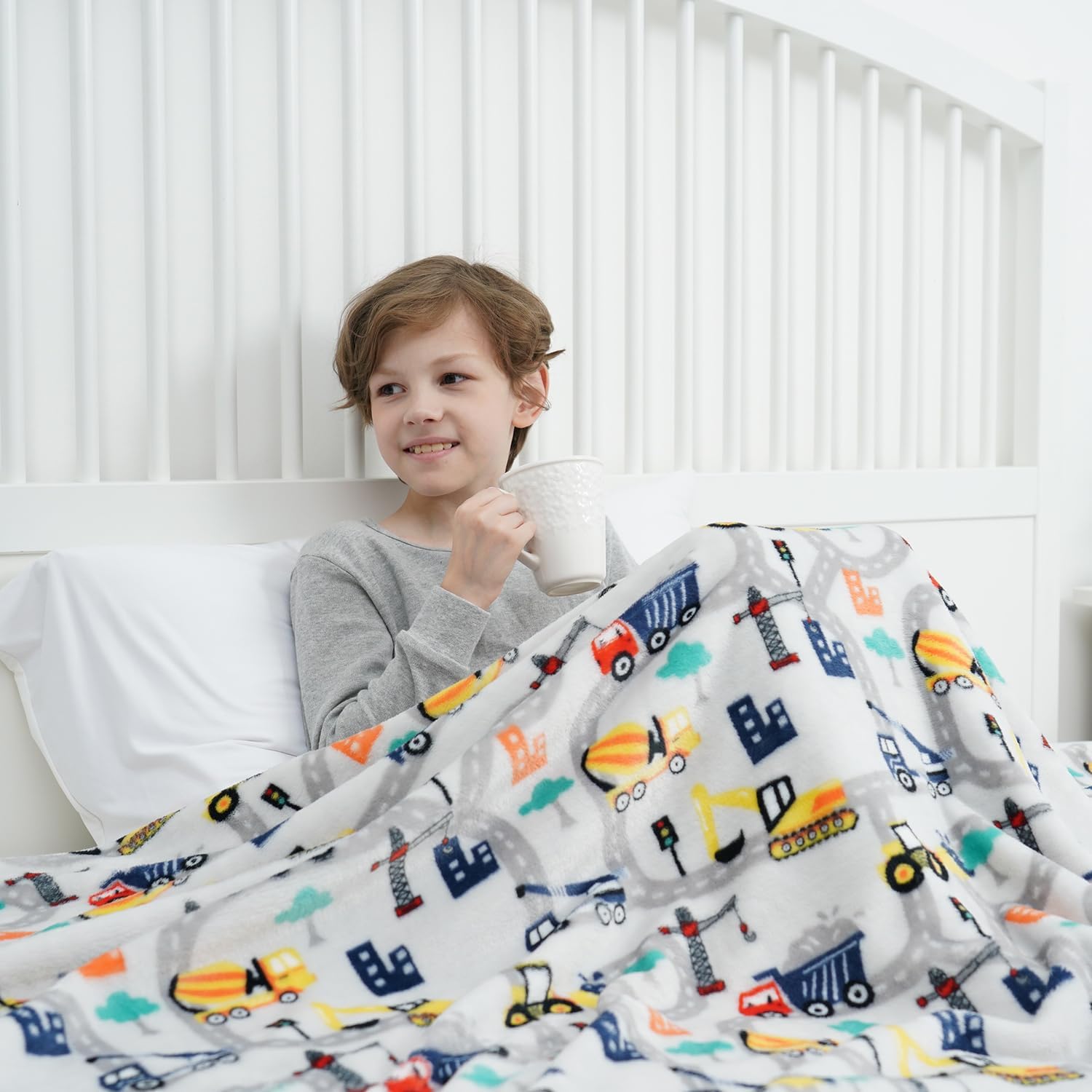 Gray Truck Kids Throw Blanket for Boys and Girls Soft Cozy Flannel