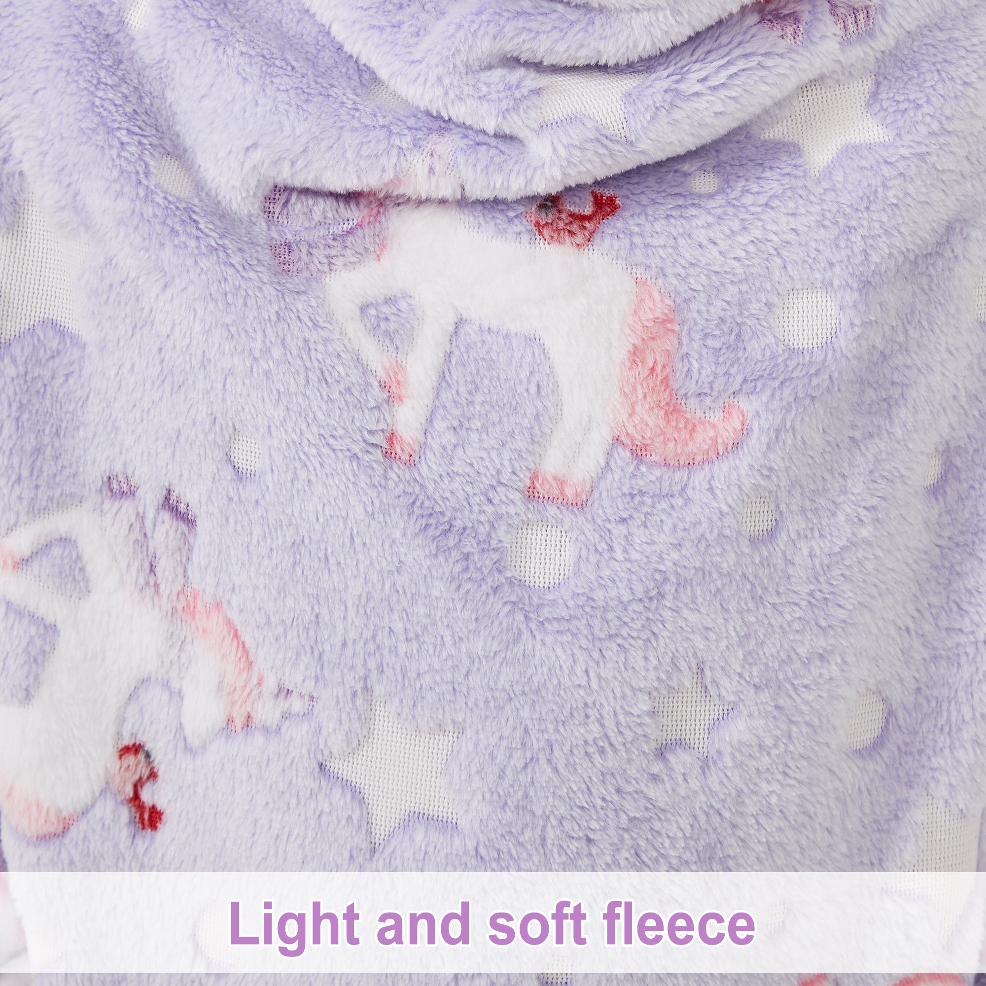 Glowing Unicorn Wearable Fleece Blanket with Sleeves & Foot Pocket for Kids